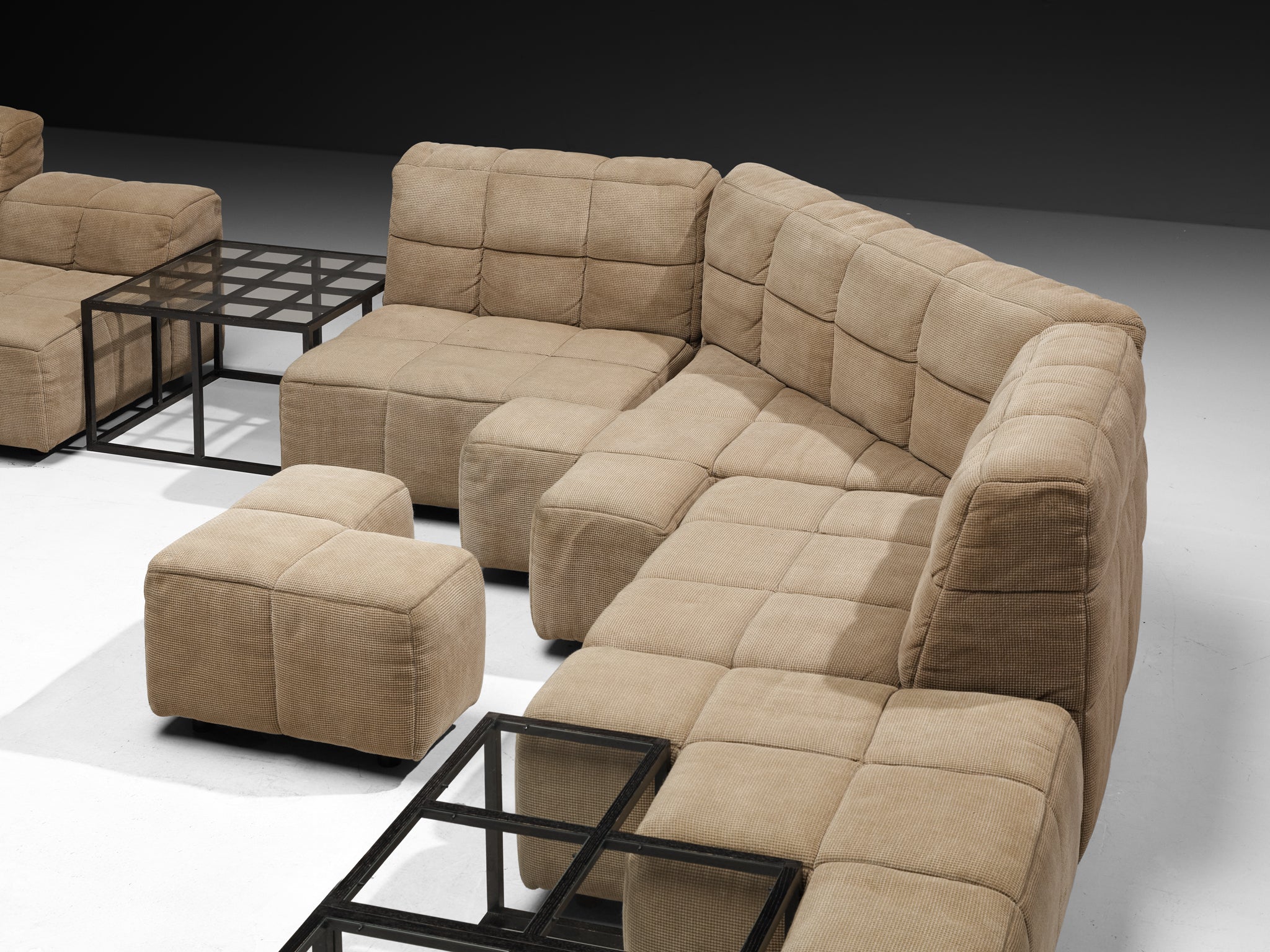 Hans Hopfer for Neue Wiener Werkstätte Modular 'Castell' Sofa with Side Tables Seating Morentz