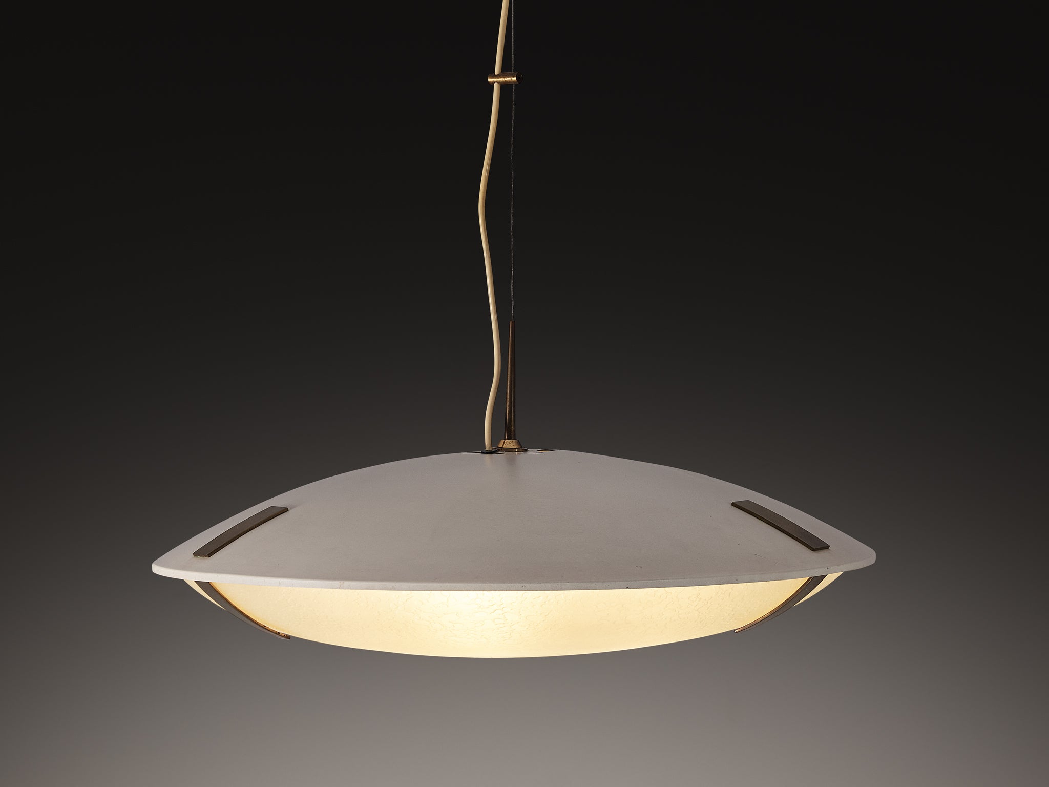 Stilnovo Pendant '1140' in Aluminium, Brass and Glass Lighting Morentz