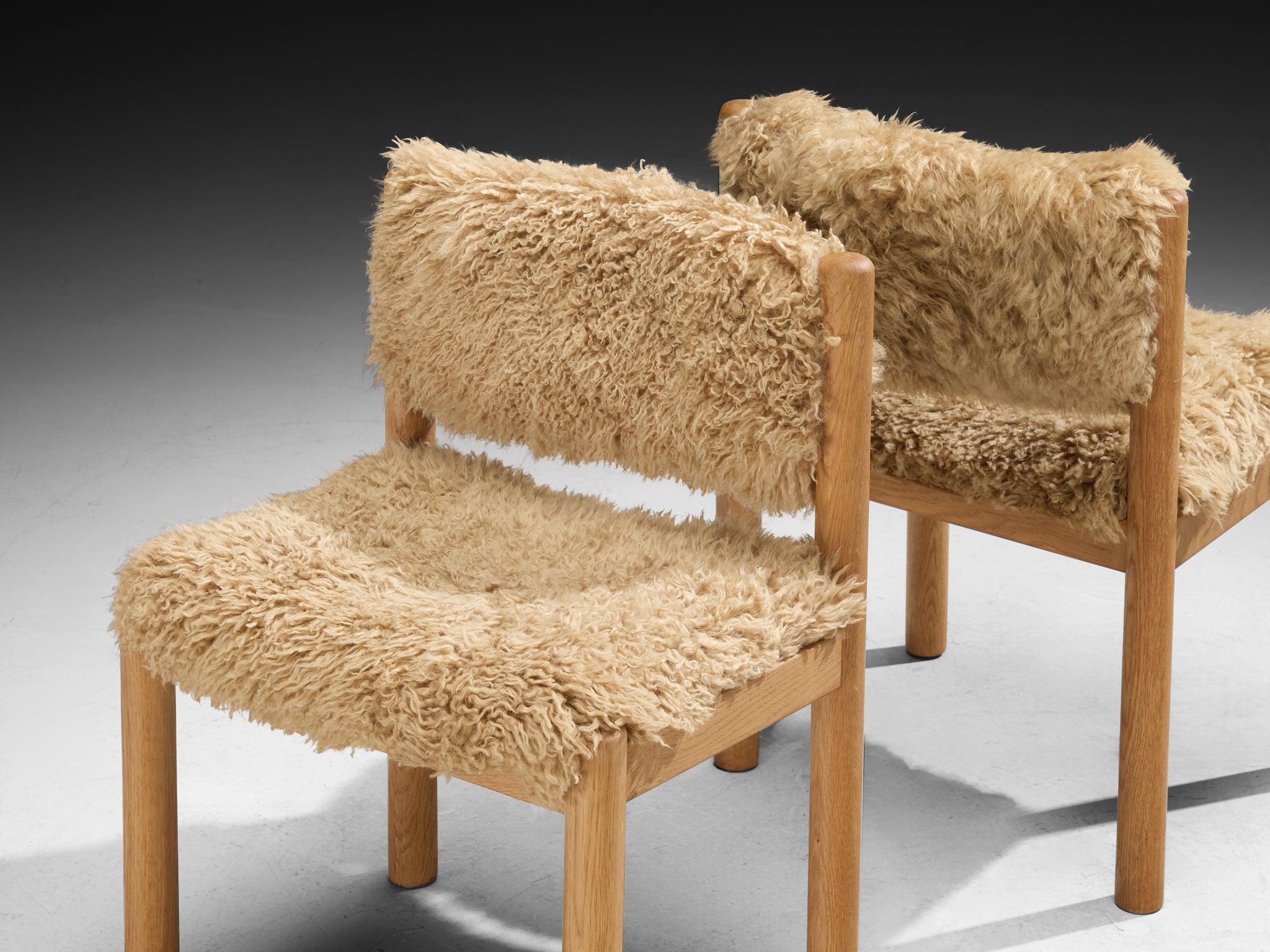 Danish Dining Chairs in Oak and Sheepskin Seating Morentz