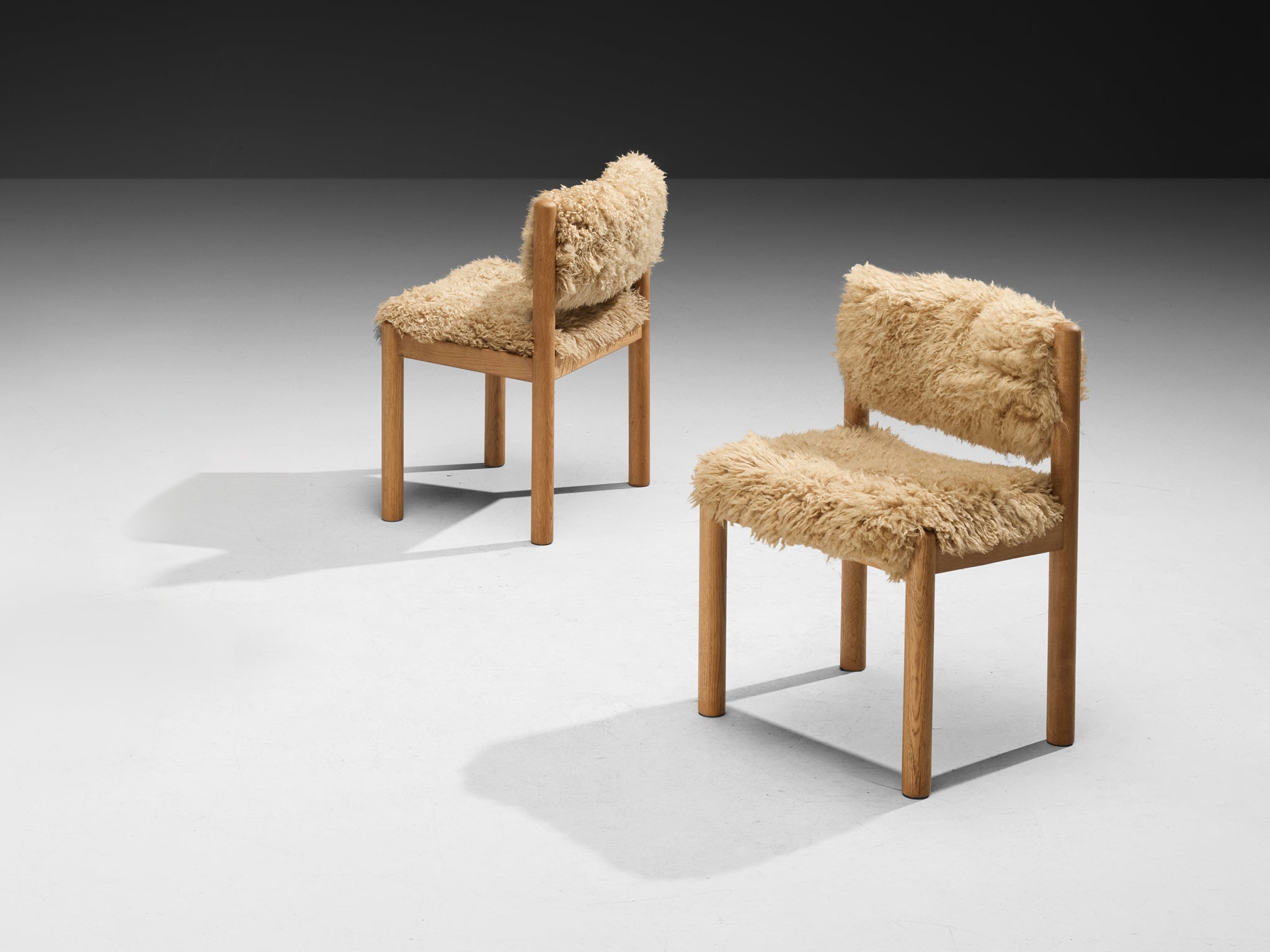 Danish Dining Chairs in Oak and Sheepskin Seating Morentz