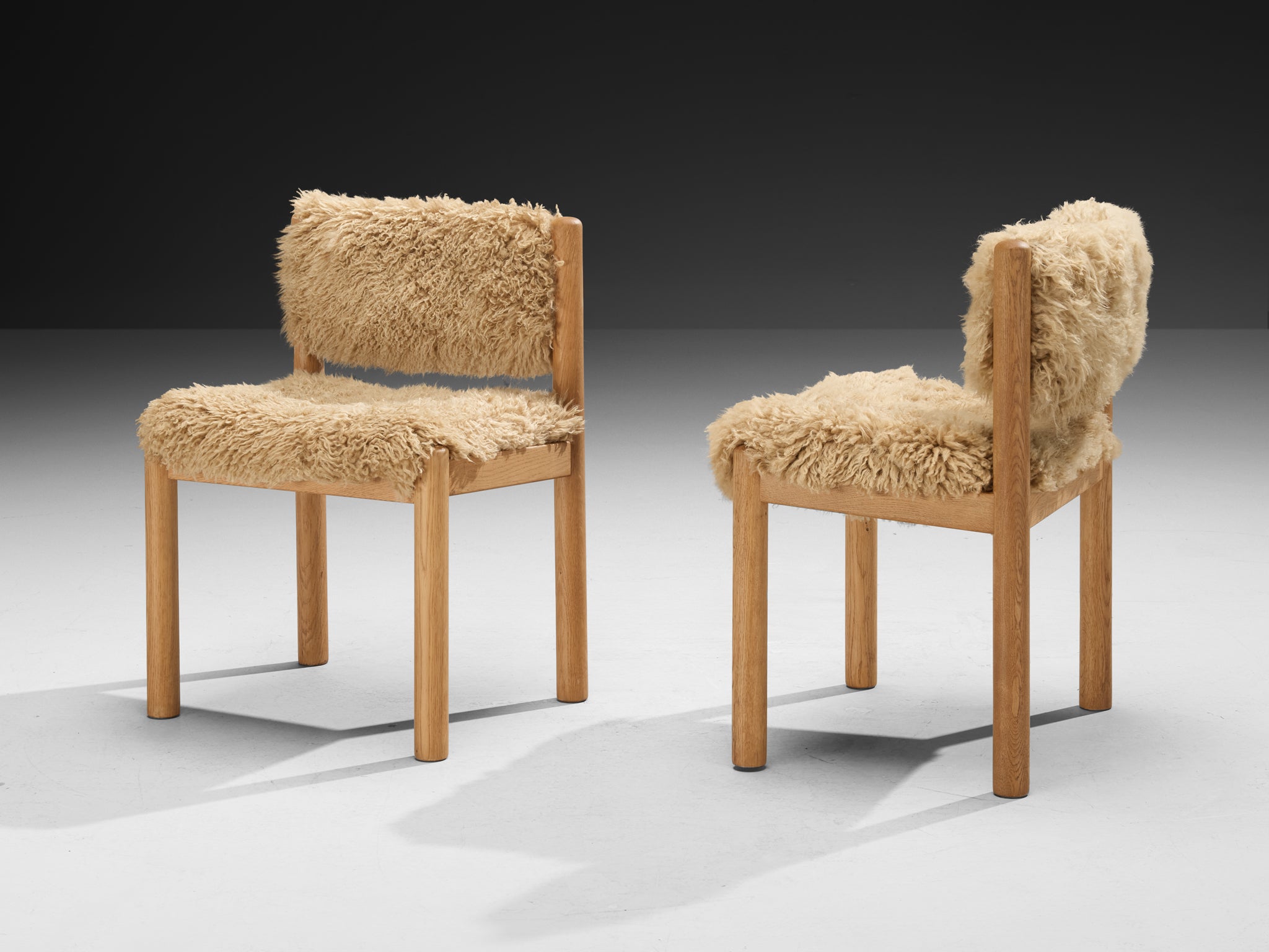 Danish Dining Chairs in Oak and Sheepskin Seating Morentz