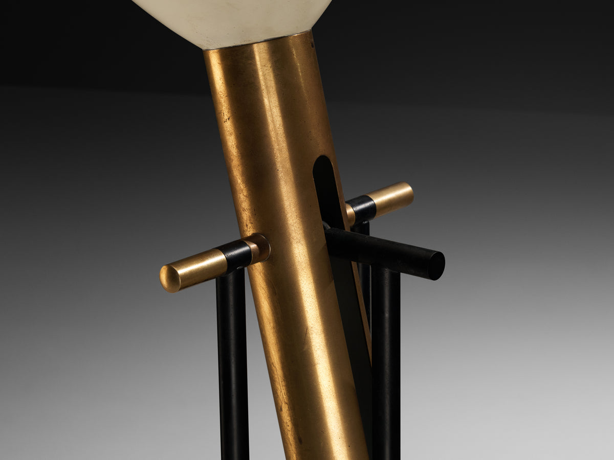 Angelo Lelii for Arredoluce ‘Televisione’ Floor Lamp in Brass and Aluminum Lighting Morentz