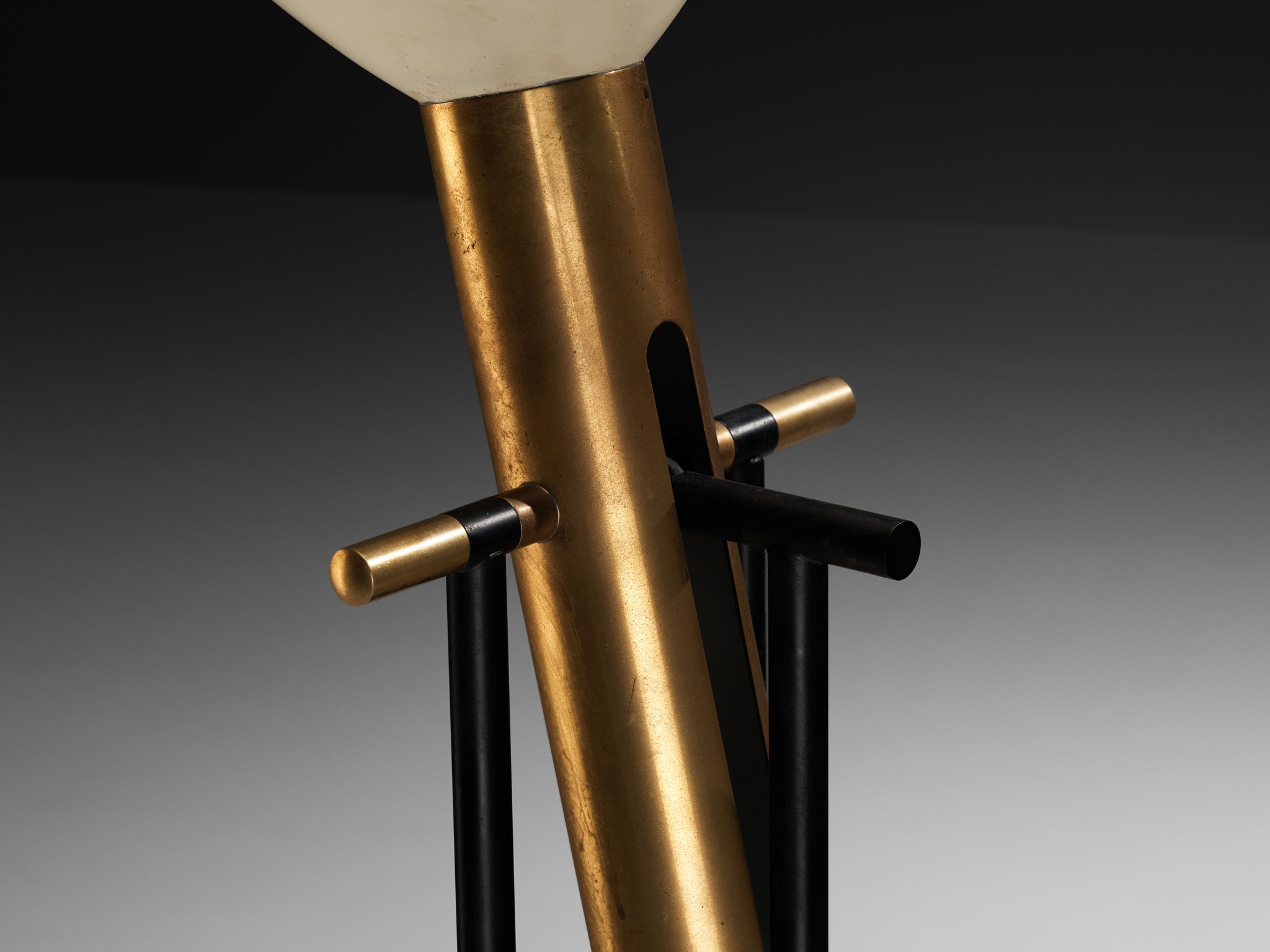 Angelo Lelii for Arredoluce ‘Televisione’ Floor Lamp in Brass and Aluminum Lighting Morentz