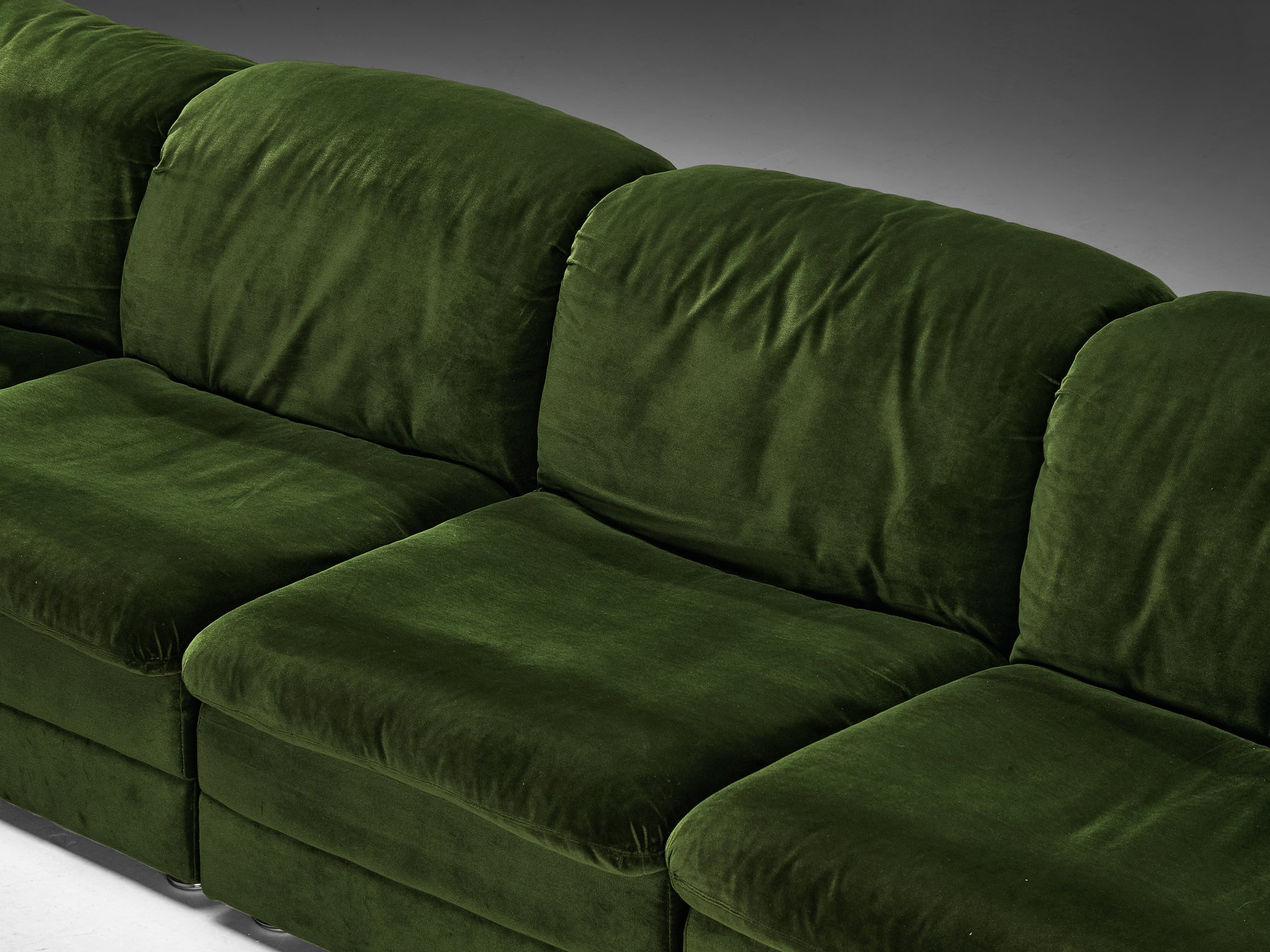 Postmodern Sectional Sofa in Deep Green Fabric Seating Morentz