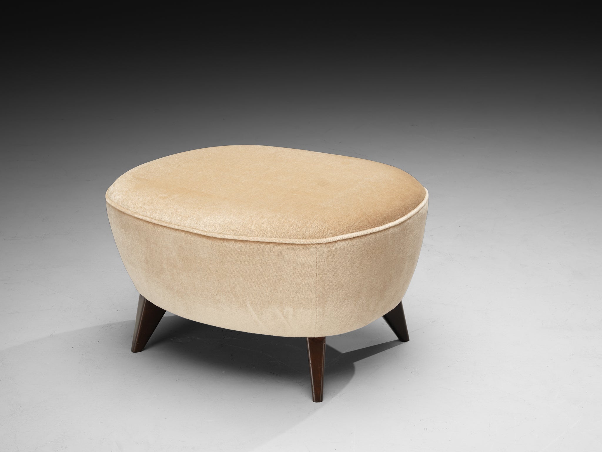 Vladimir Kagan 'Barrel' Lounge Chairs and Ottoman in Light Beige Mohair Seating Morentz