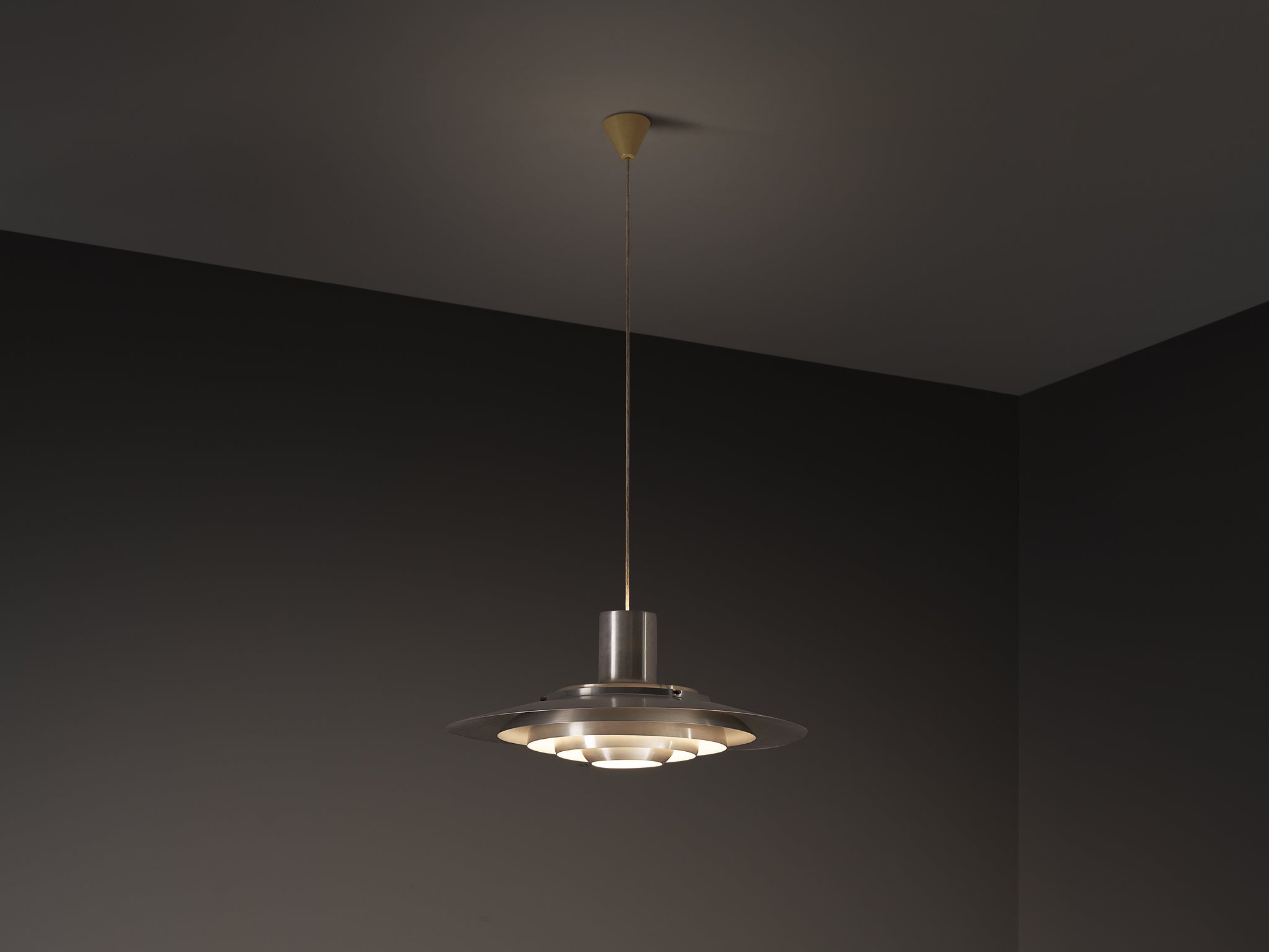 Jørgen Kastholm & Preben Fabricius Chandelier in Aluminum Lighting Morentz