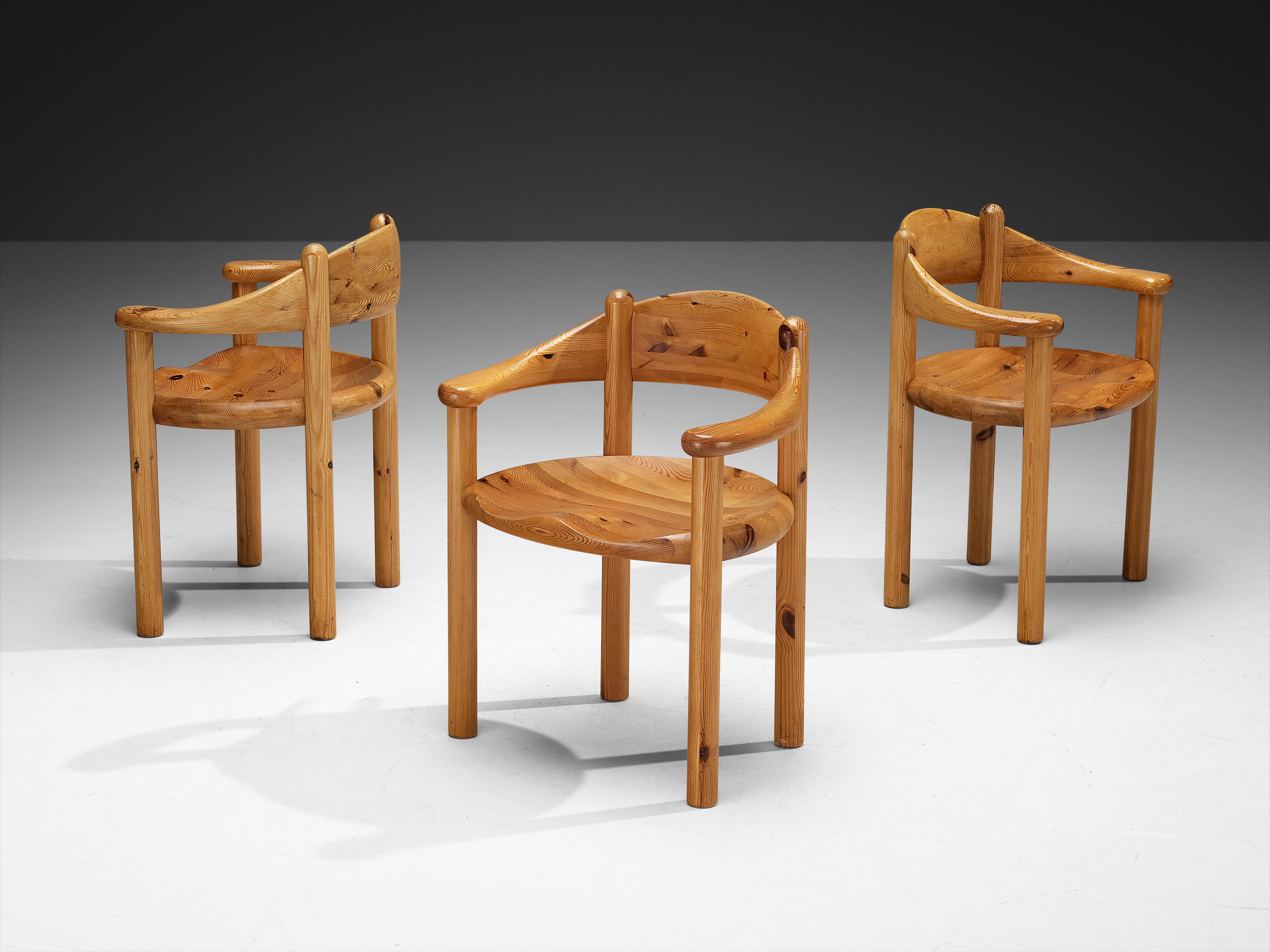 Rainer Daumiller Set of Twelve Armchairs in Solid Pine Seating Morentz