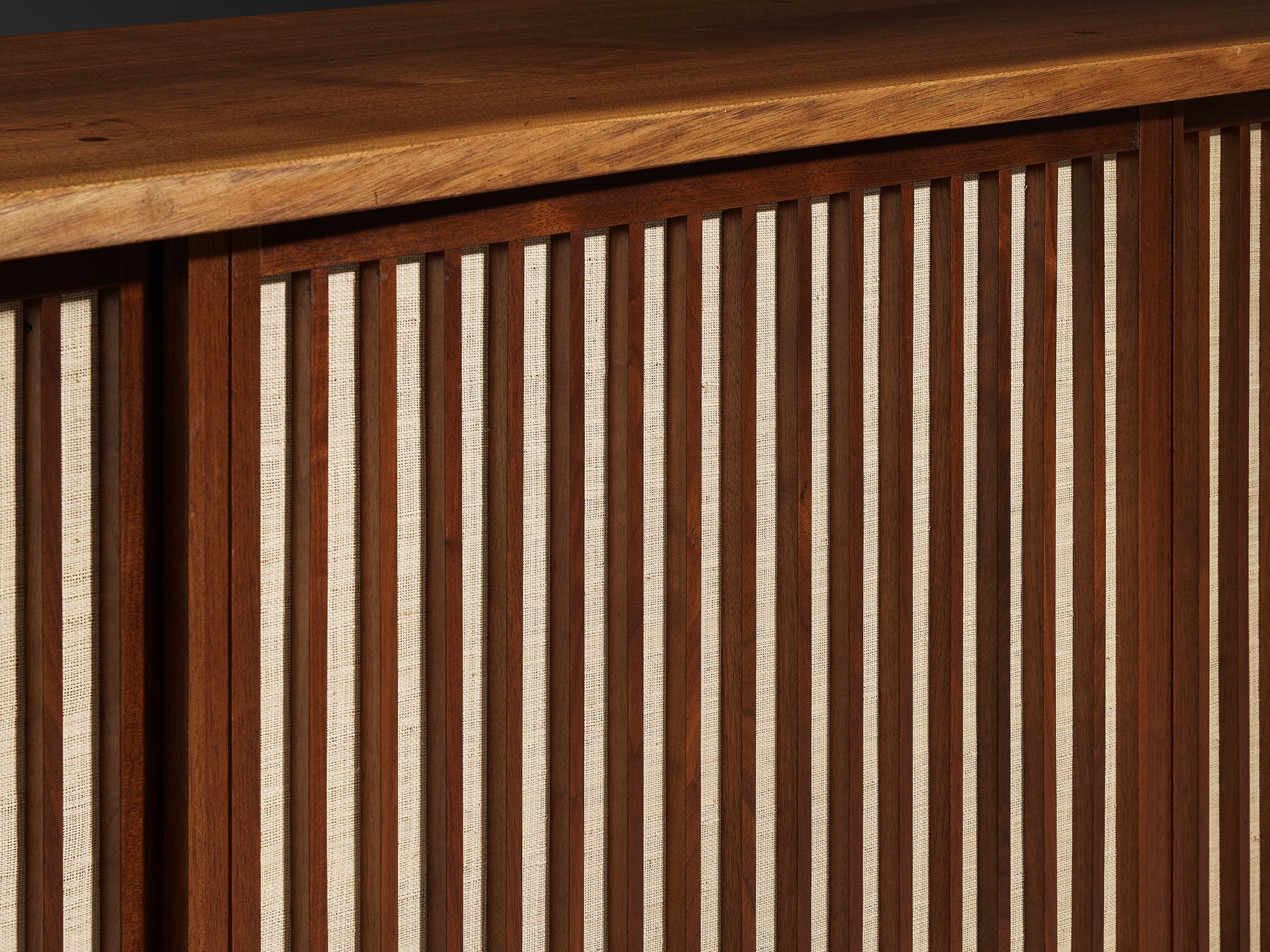 George Nakashima for George Nakashima Studio Triple Sliding Door Cabinet in Walnut Case pieces and storage cabinets Morentz