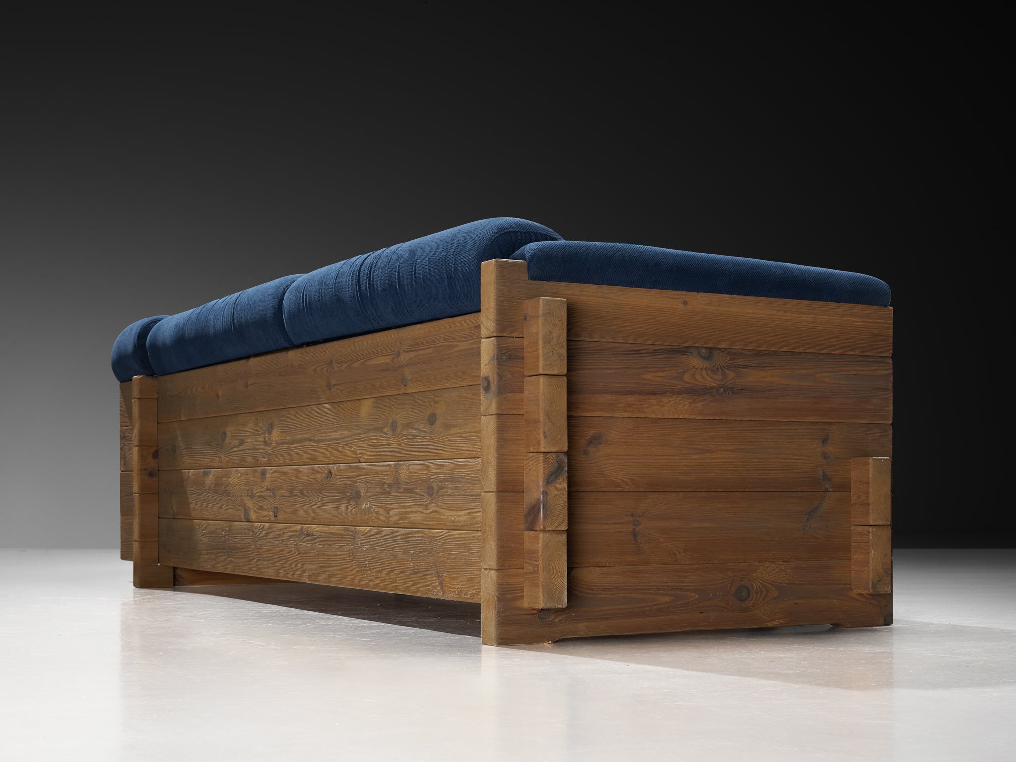 Hans Jørgen Frydendal for Modul Bygge System Corner Sofa in Solid Pine and Blue Upholstery Seating Morentz