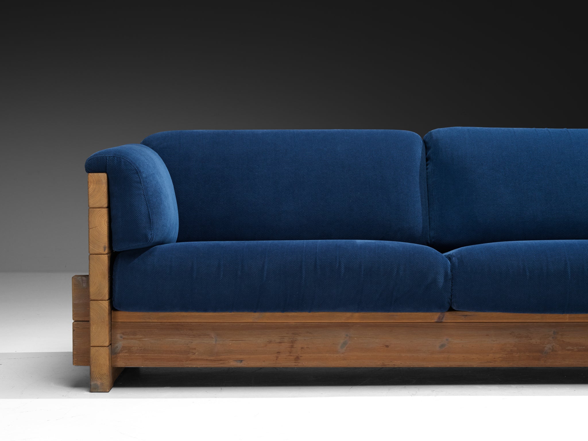 Hans Jørgen Frydendal for Modul Bygge System Corner Sofa in Solid Pine and Blue Upholstery Seating Morentz