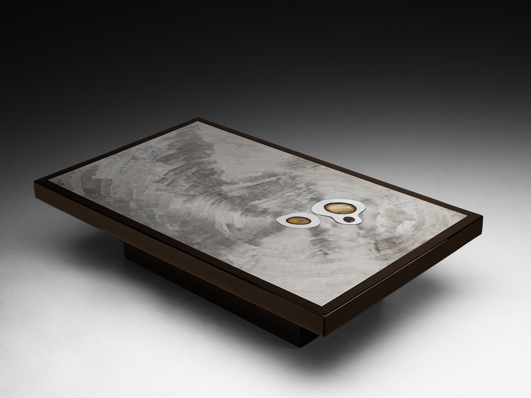 Jean Claude Dresse Coffee Table in Steel and Resin Inlayed with Agate Tables Morentz