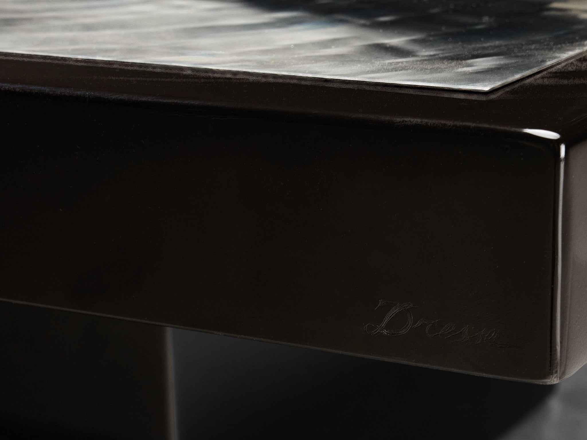 Jean Claude Dresse Coffee Table in Steel and Resin Inlayed with Agate Tables Morentz