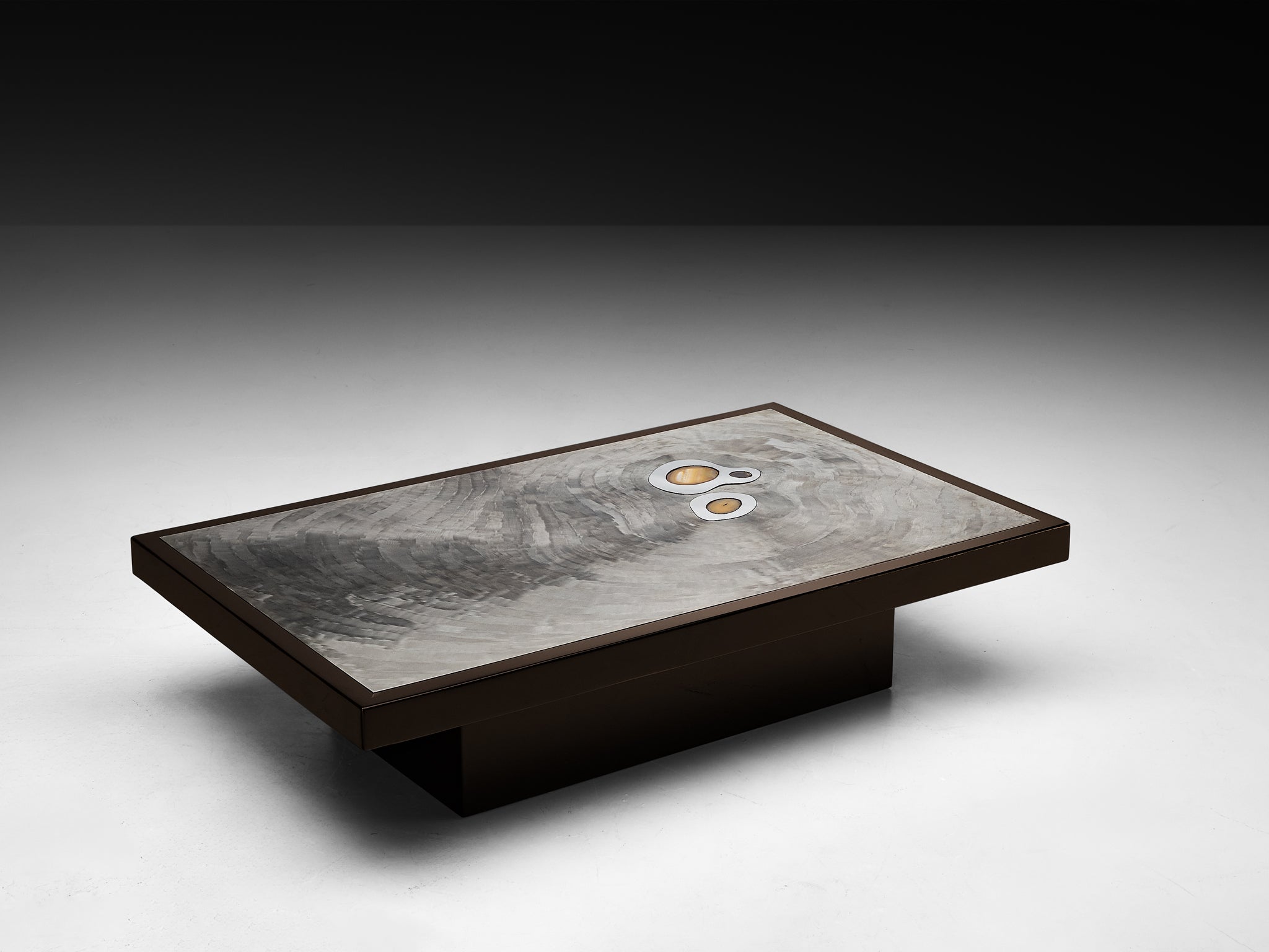 Jean Claude Dresse Coffee Table in Steel and Resin Inlayed with Agate Tables Morentz