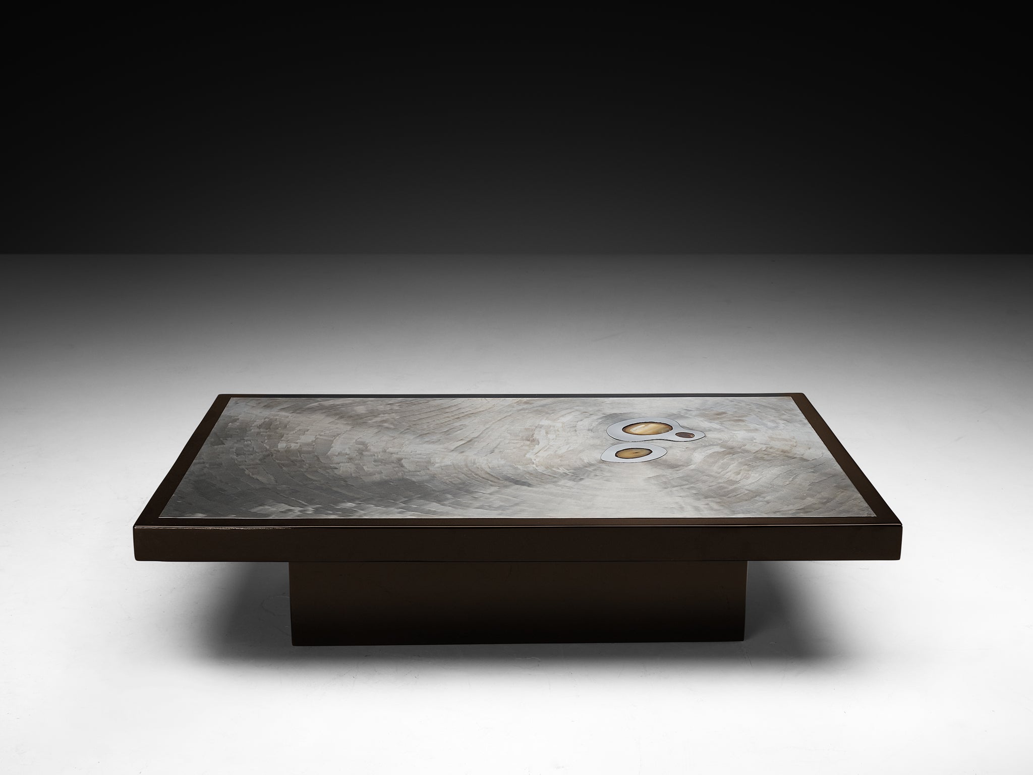 Jean Claude Dresse Coffee Table in Steel and Resin Inlayed with Agate Tables Morentz
