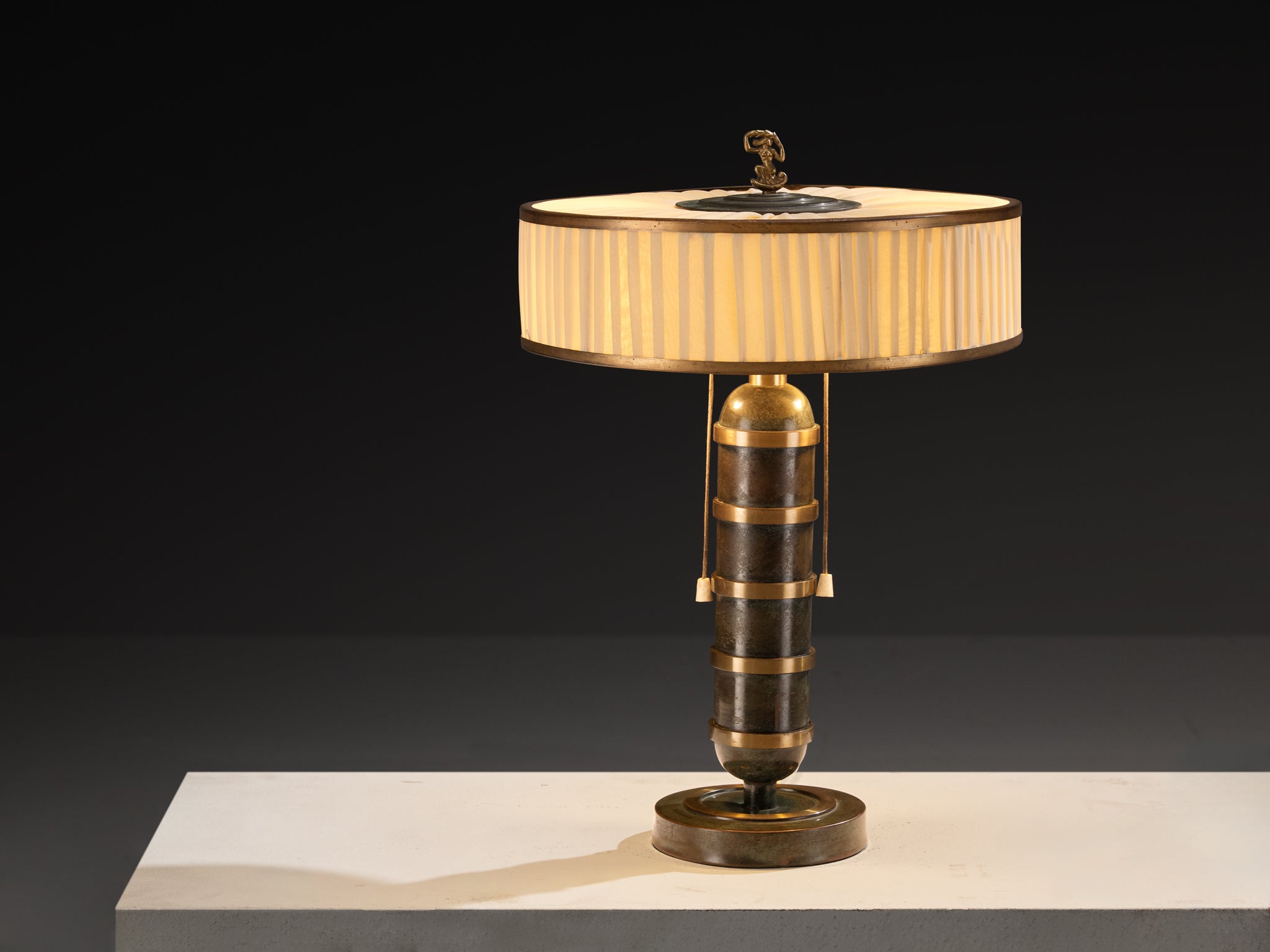 Scandinavian Art Deco Table Light in Bronzed Brass Lighting Morentz