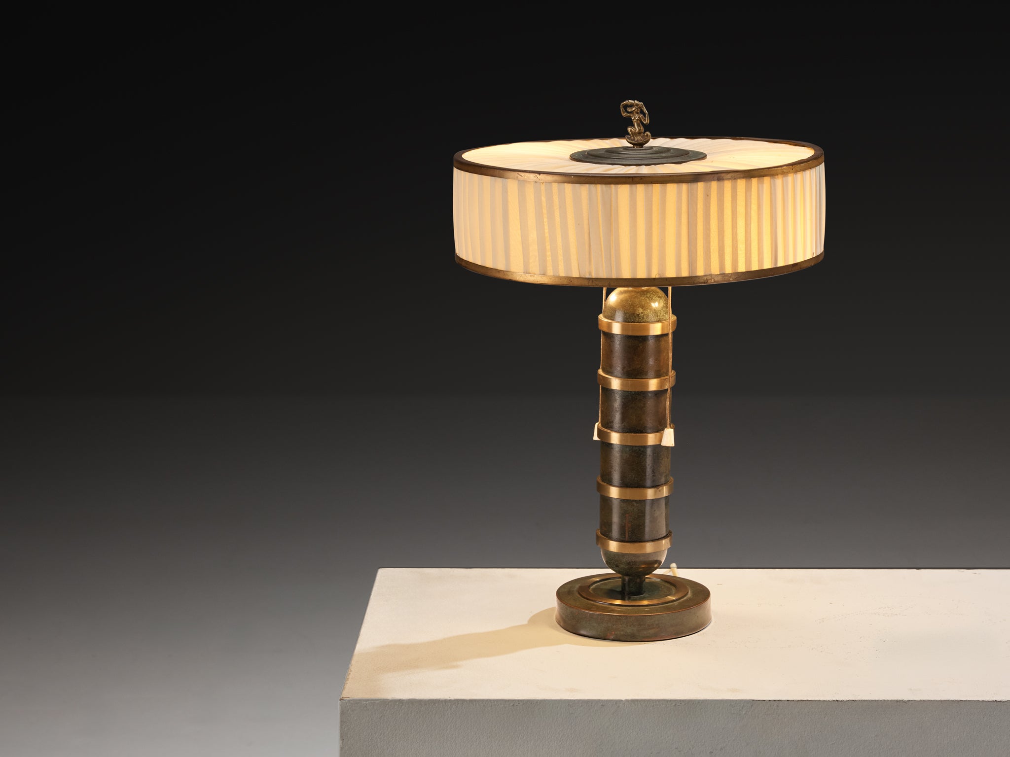 Scandinavian Art Deco Table Light in Bronzed Brass Lighting Morentz