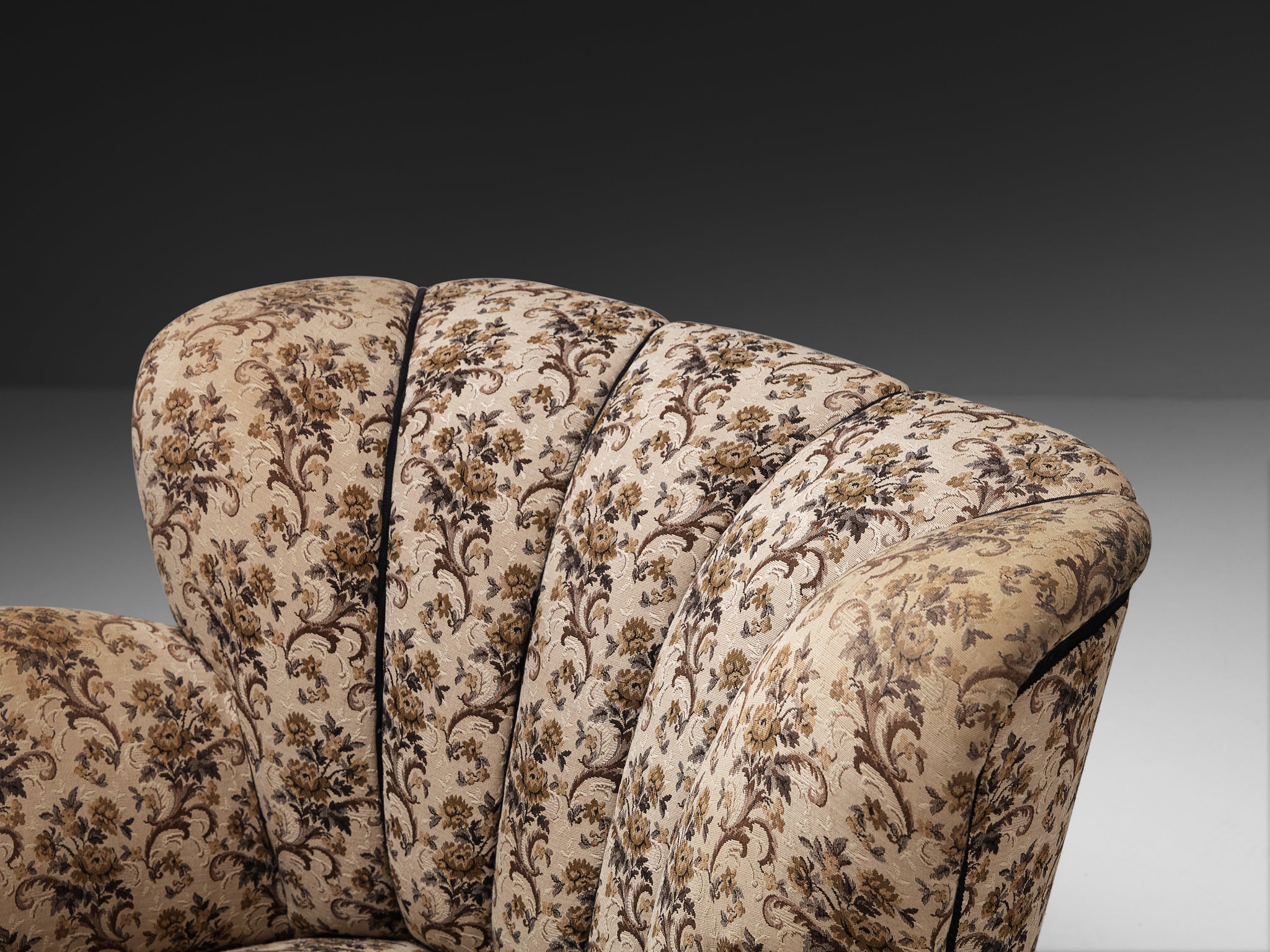 Art Deco Lounge Chair in Floral Fabric and Wood