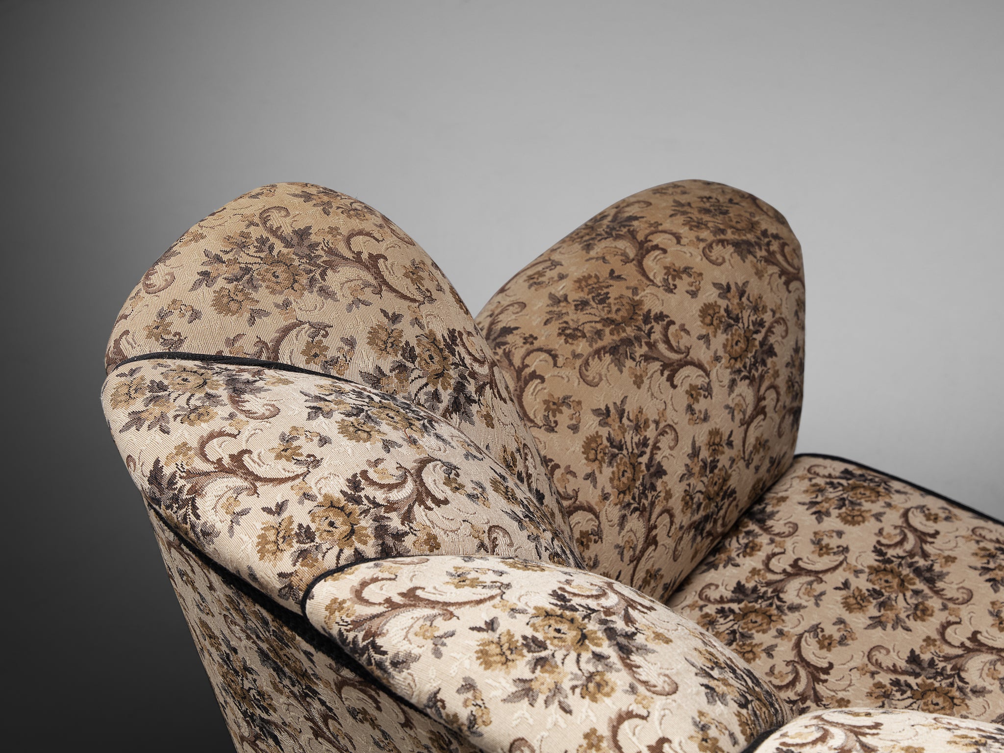 Art Deco Lounge Chair in Floral Fabric and Wood