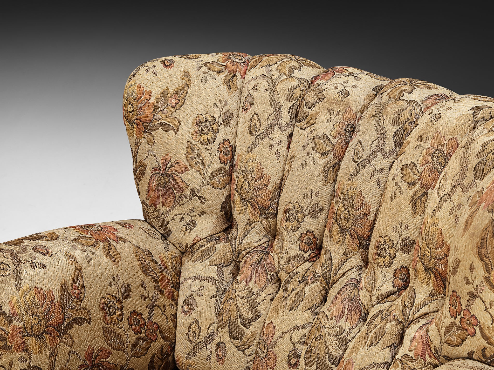 Pair of Mid-Century Lounge Chairs in Floral Upholstery Seating Morentz