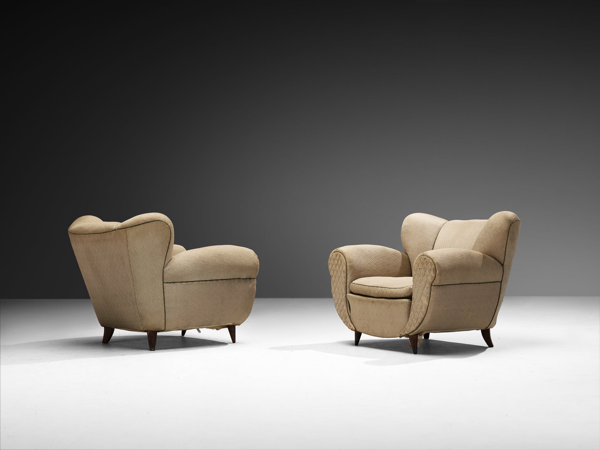 Pair of Beech Lounge Chairs with Elegant Tapered Feet 1950s Seating Morentz