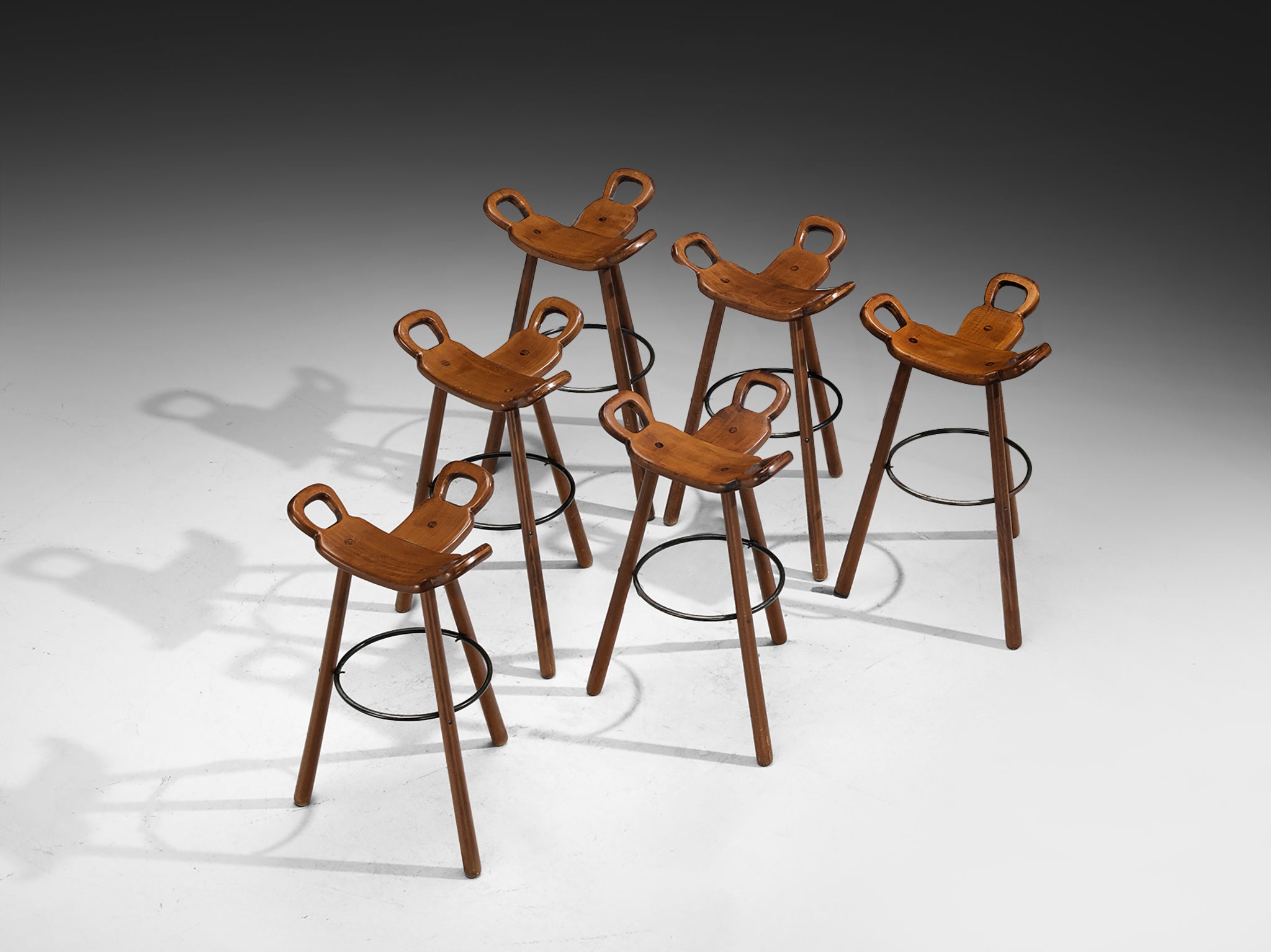 Brutalist Bar Stools in Dark Wood Seating Morentz
