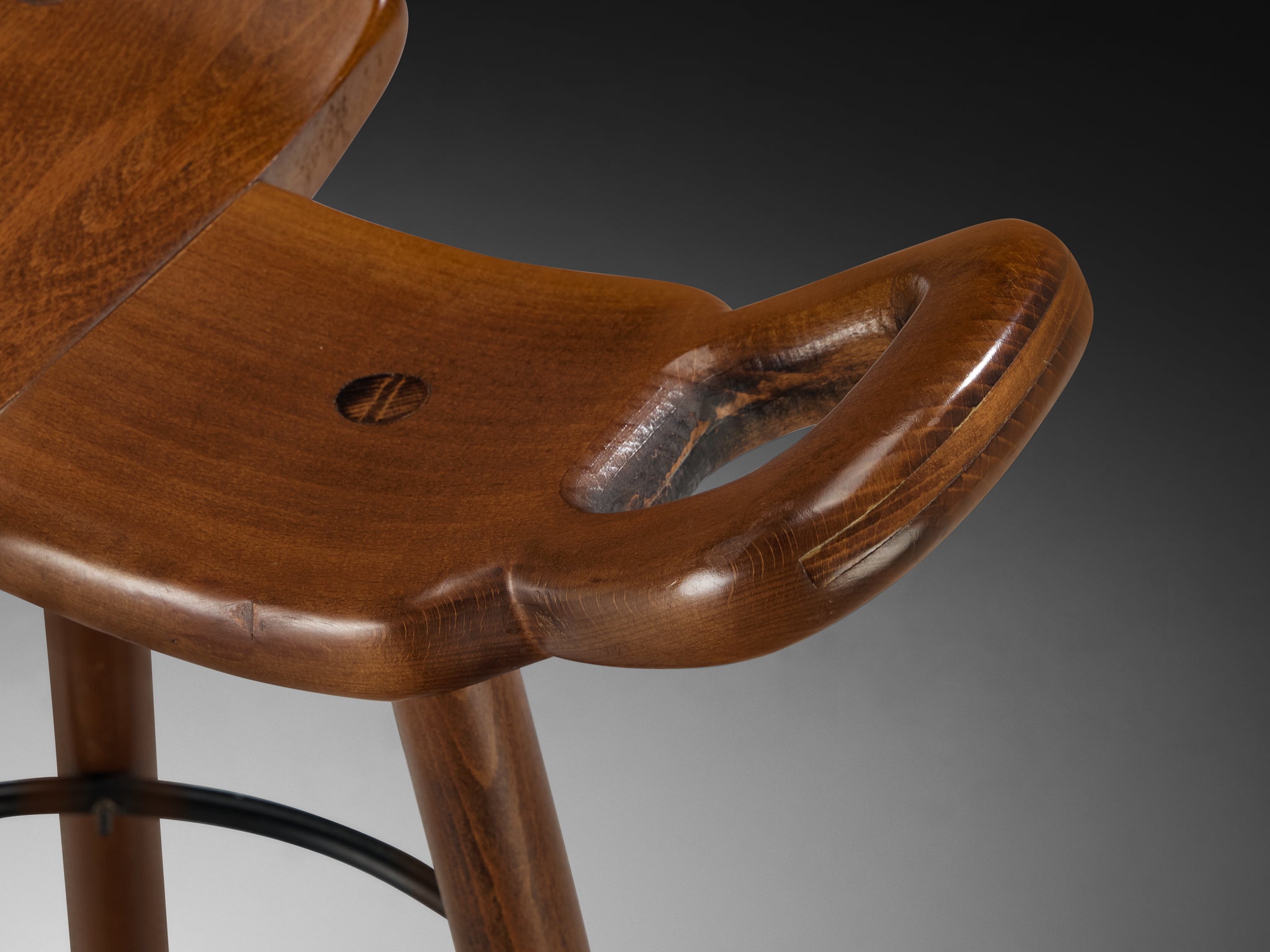 Brutalist Bar Stools in Dark Wood Seating Morentz