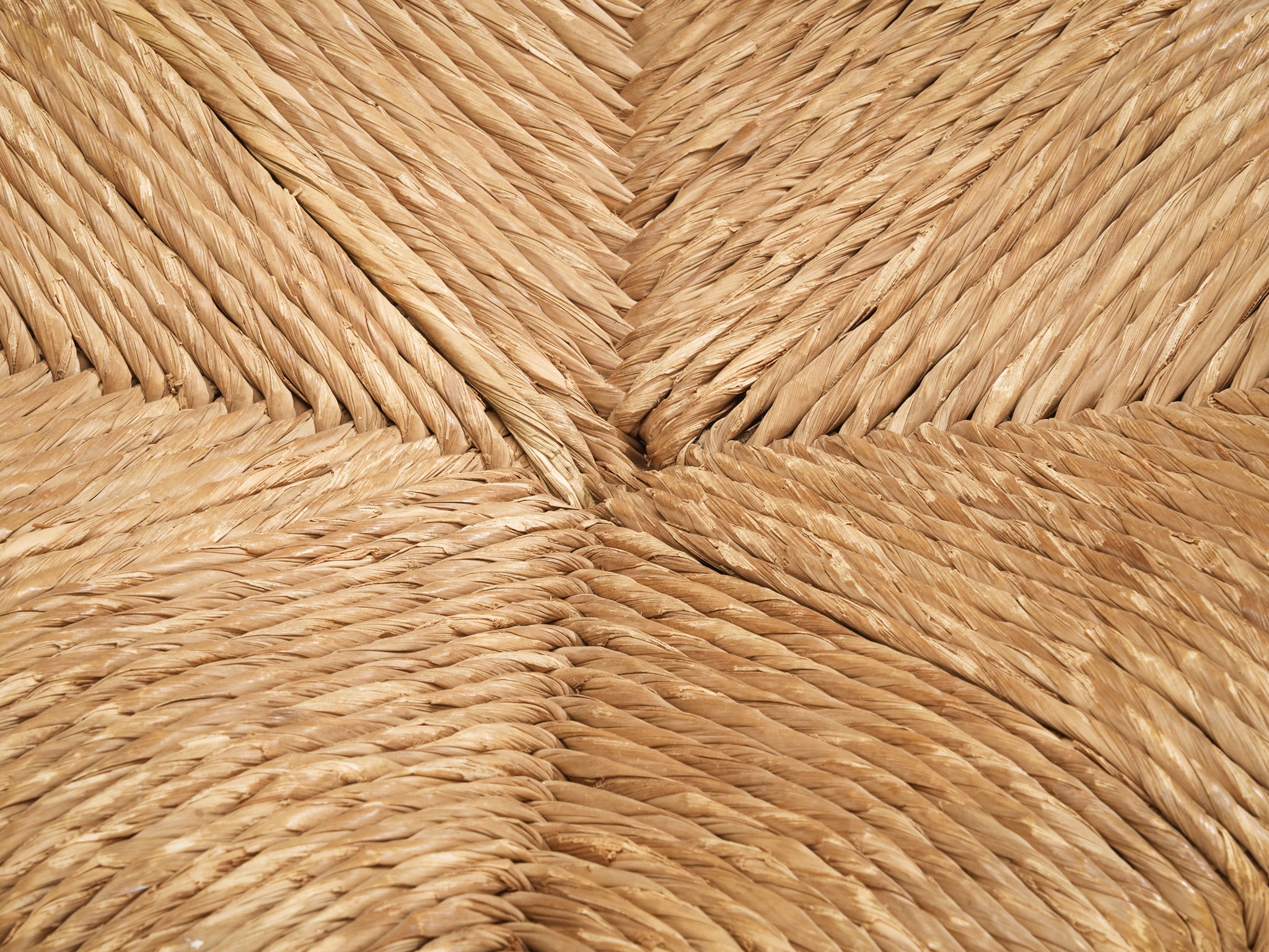 Pair of Rustic Ottomans or Tabourets in Rush and Pine Seating Morentz