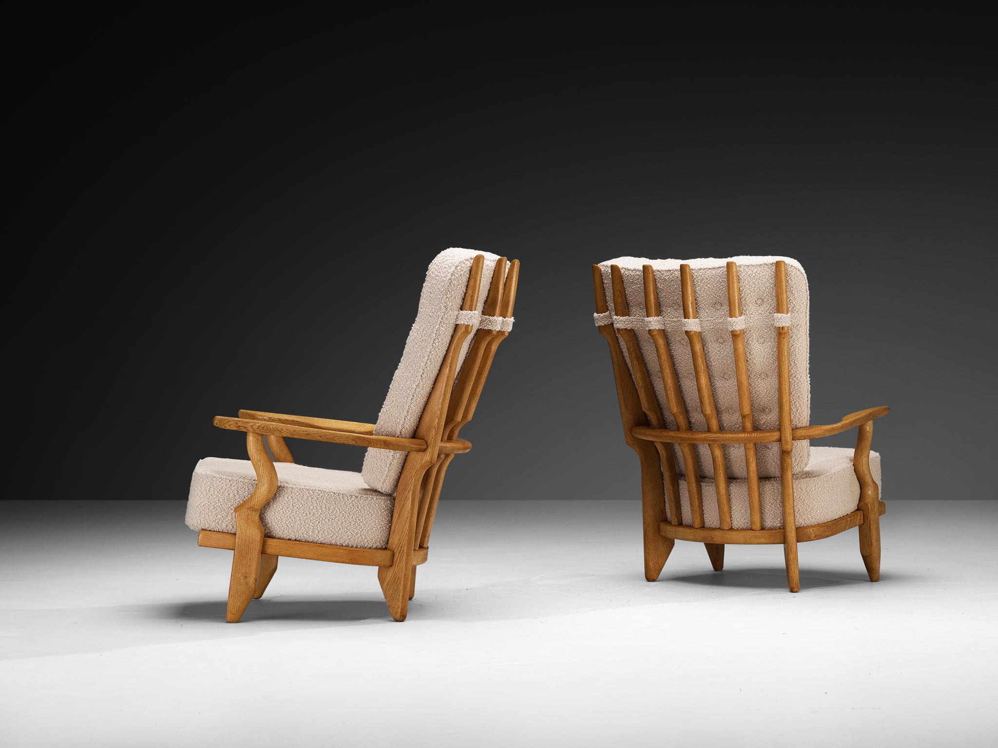 Guillerme & Chambron for Votre Maison 'Grand Repos' Lounge Chairs in Oak Seating Morentz