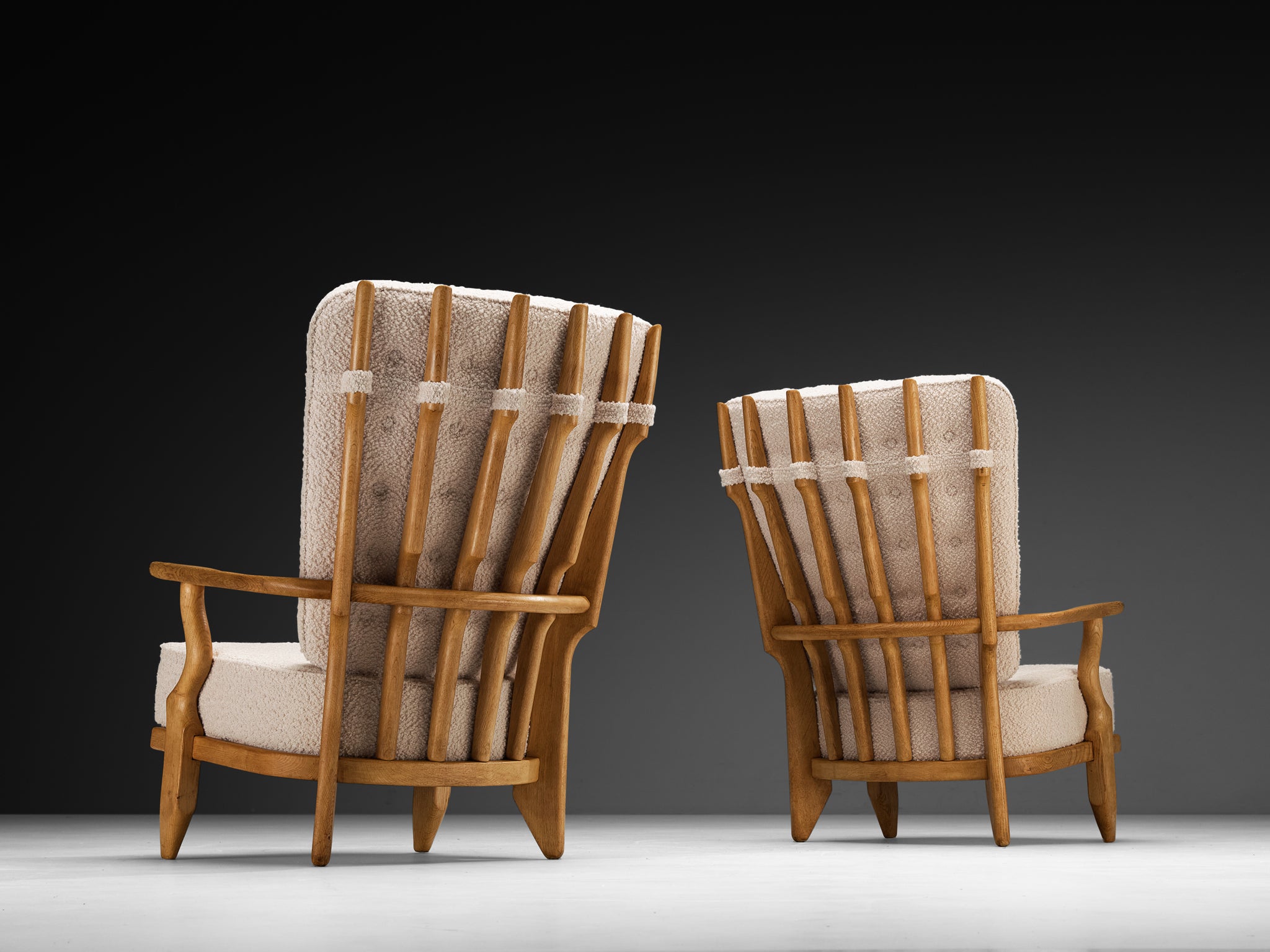 Guillerme & Chambron for Votre Maison 'Grand Repos' Lounge Chairs in Oak Seating Morentz