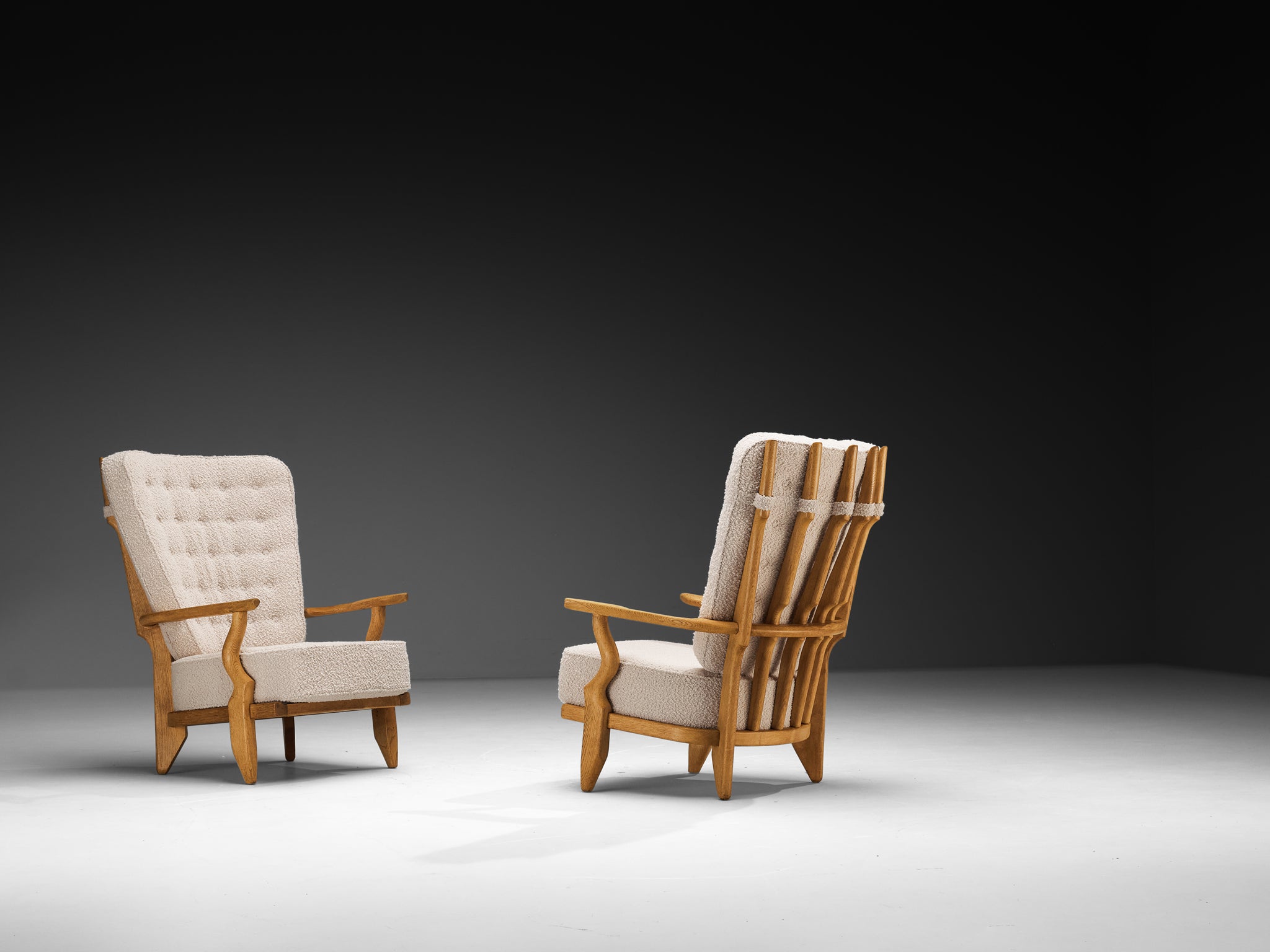 Guillerme & Chambron for Votre Maison 'Grand Repos' Lounge Chairs in Oak Seating Morentz