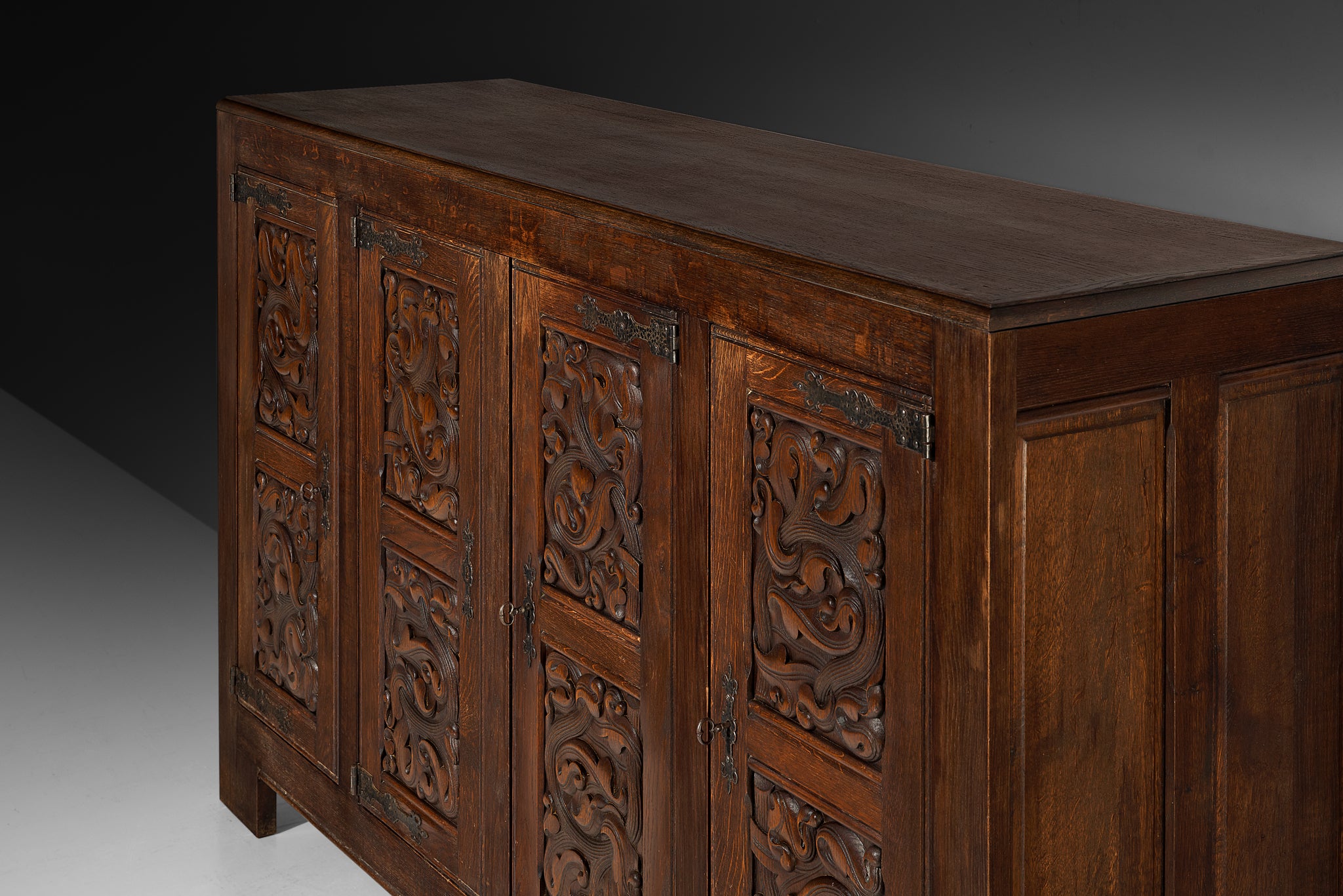 Joseph Savina Sideboard in Oak and Wrought Iron Case pieces and storage cabinets Morentz