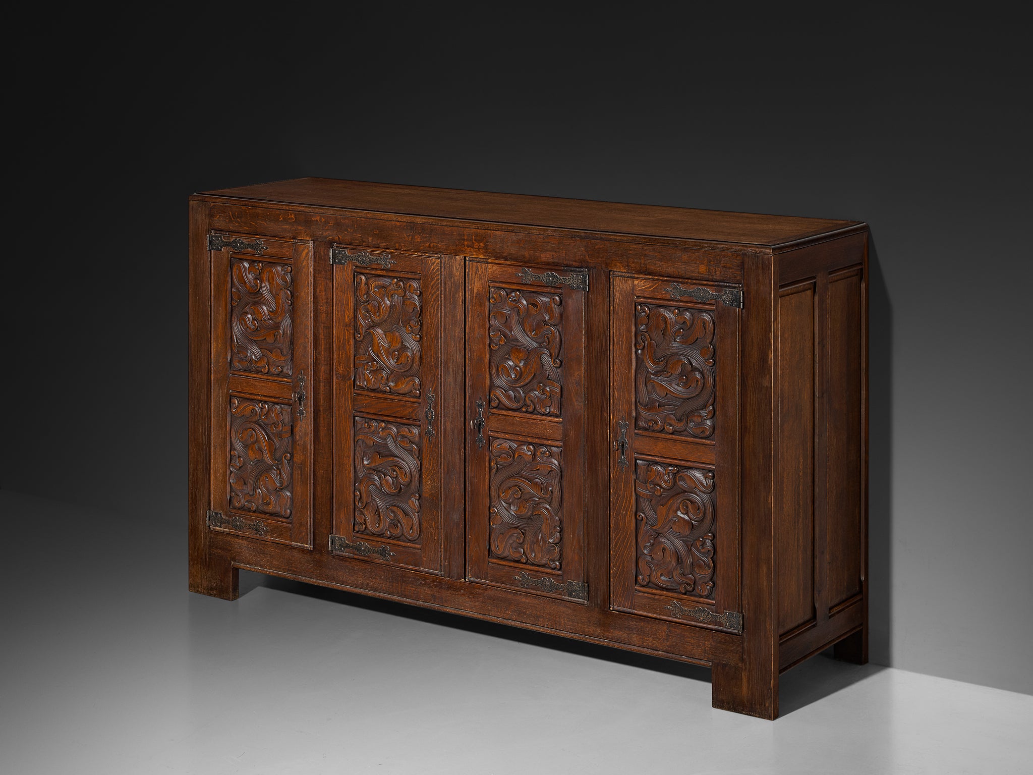 Joseph Savina Sideboard in Oak and Wrought Iron Case pieces and storage cabinets Morentz