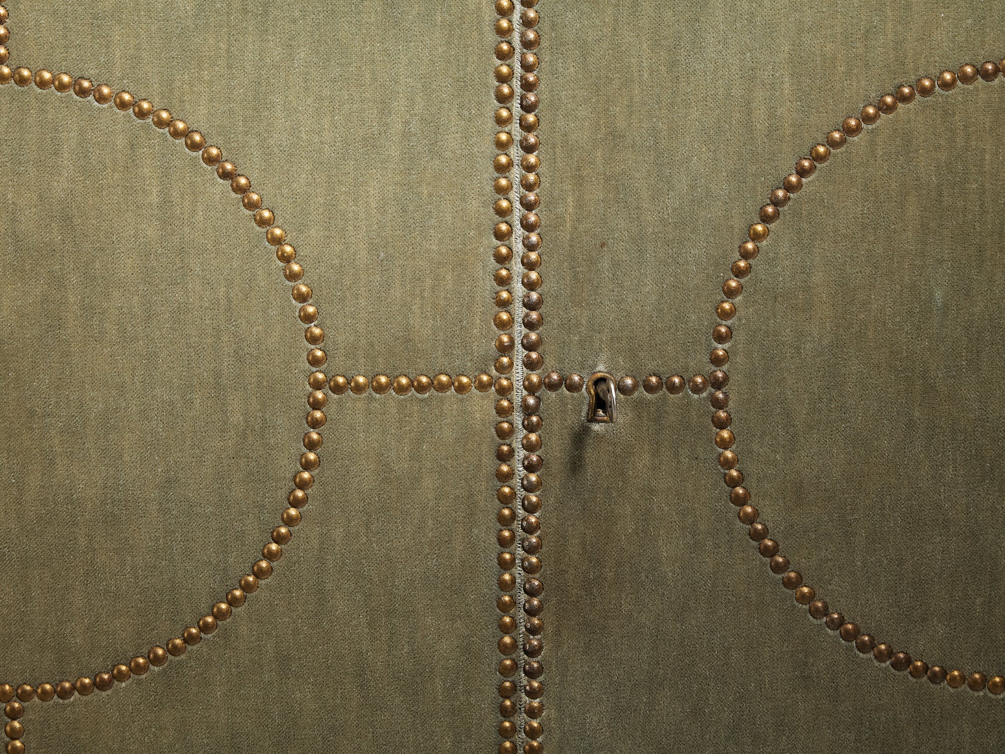 Otto Schulz for Boet Rare Cabinet in Sage Velvet, Birch, and Brass Nails Case pieces and storage cabinets Morentz