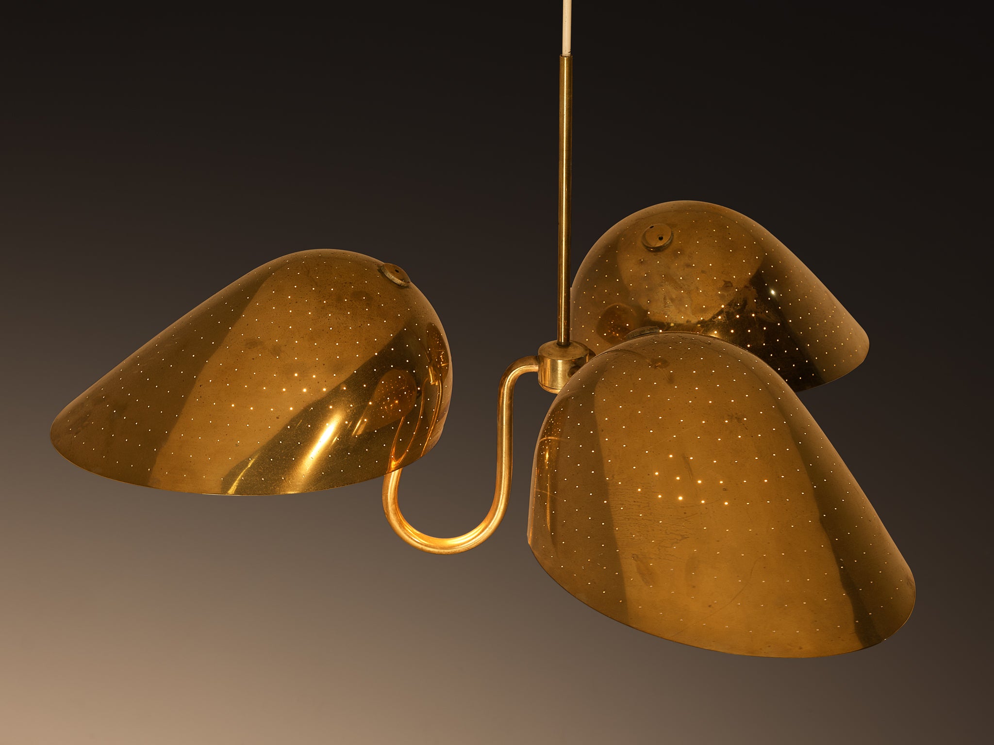 Carl-Axel Acking Swedish Modern Chandelier in Perforated Brass Lighting Morentz