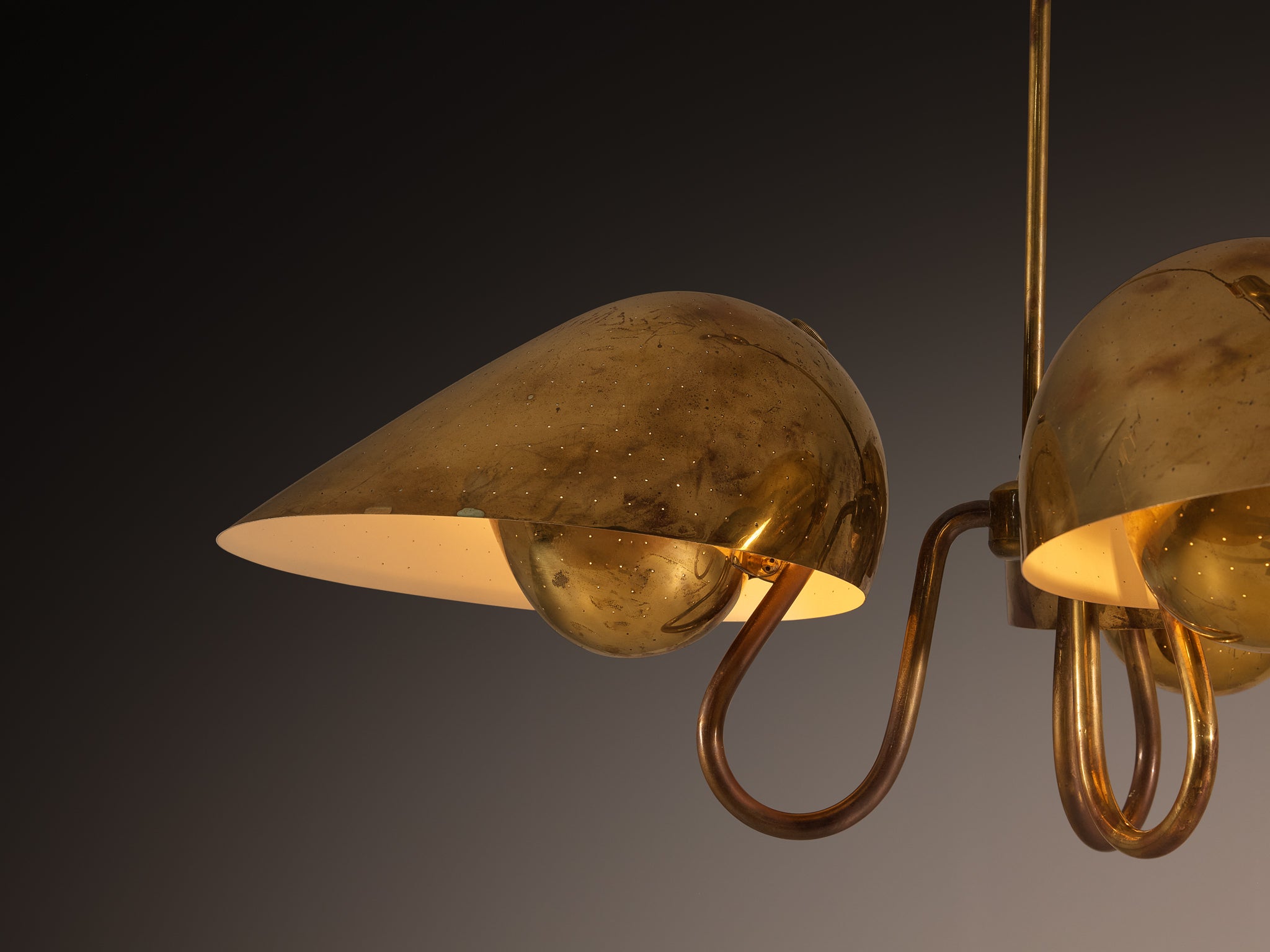 Carl-Axel Acking Swedish Modern Chandelier in Perforated Brass Lighting Morentz