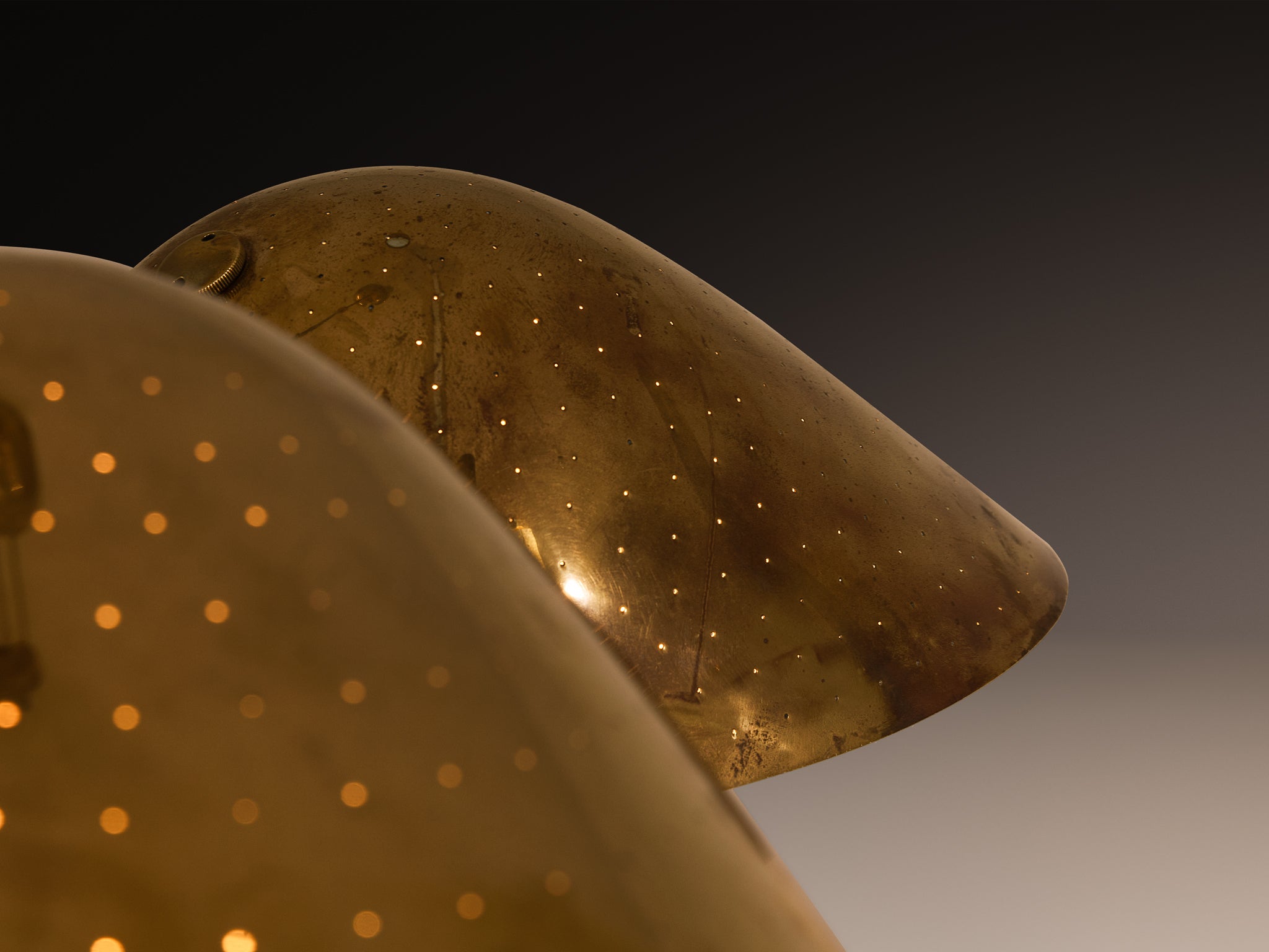 Carl-Axel Acking Swedish Modern Chandelier in Perforated Brass Lighting Morentz