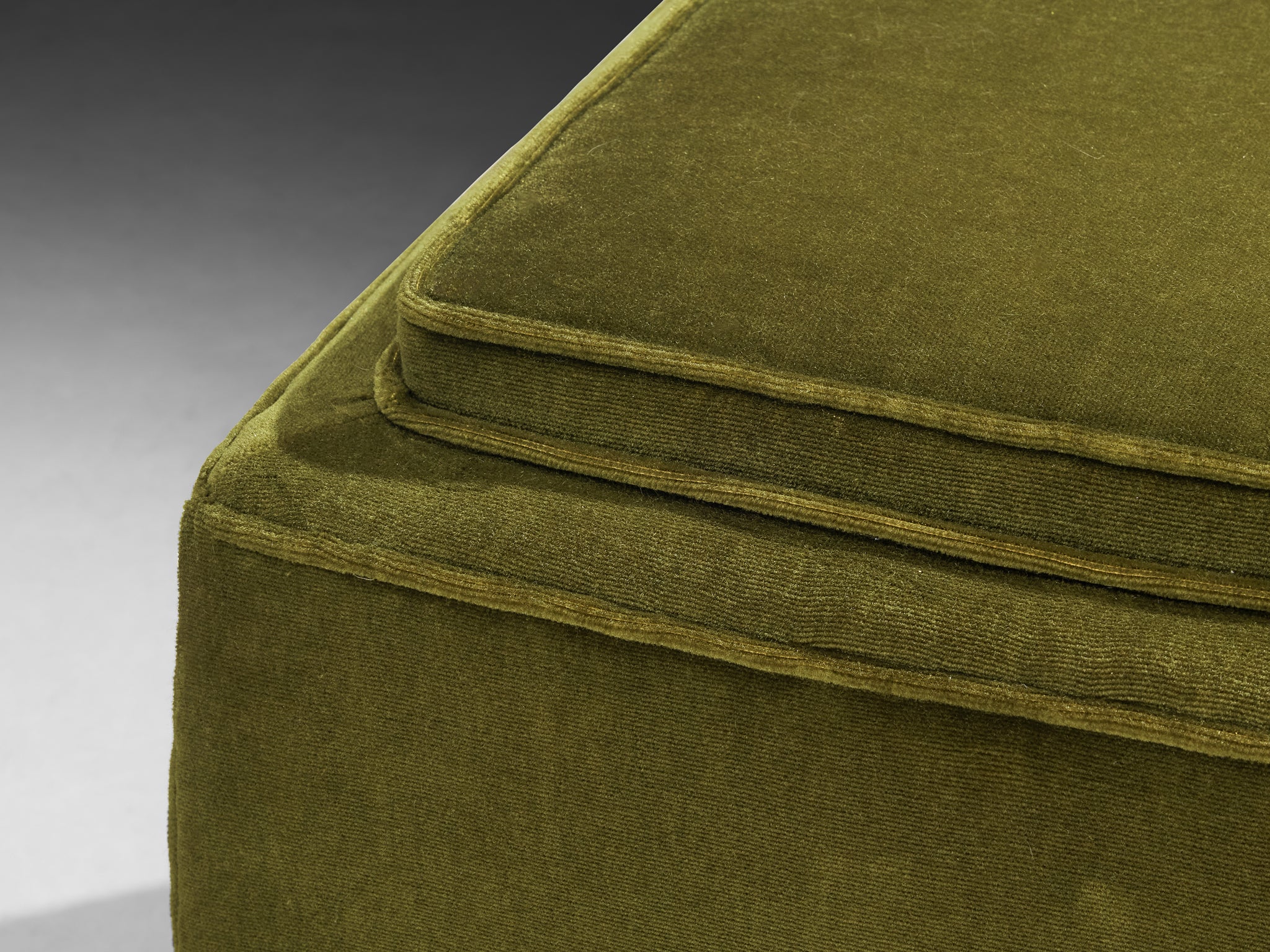 Art Deco Ottoman in Mahogany and Forest Green Velvet Seating Morentz