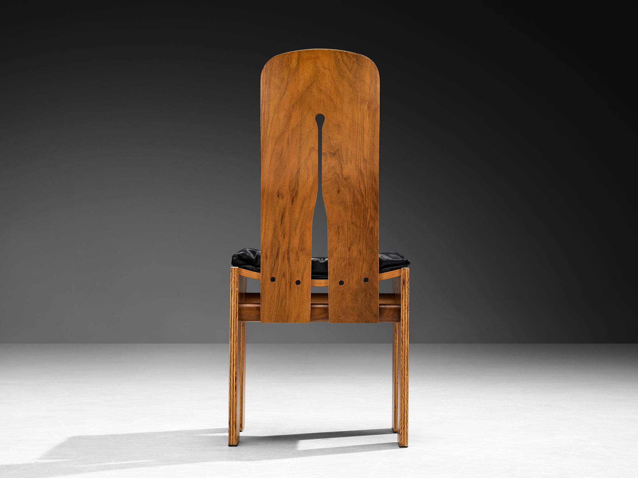 Carlo Scarpa for Bernini Dining Chair in Walnut and Leather Seating Morentz