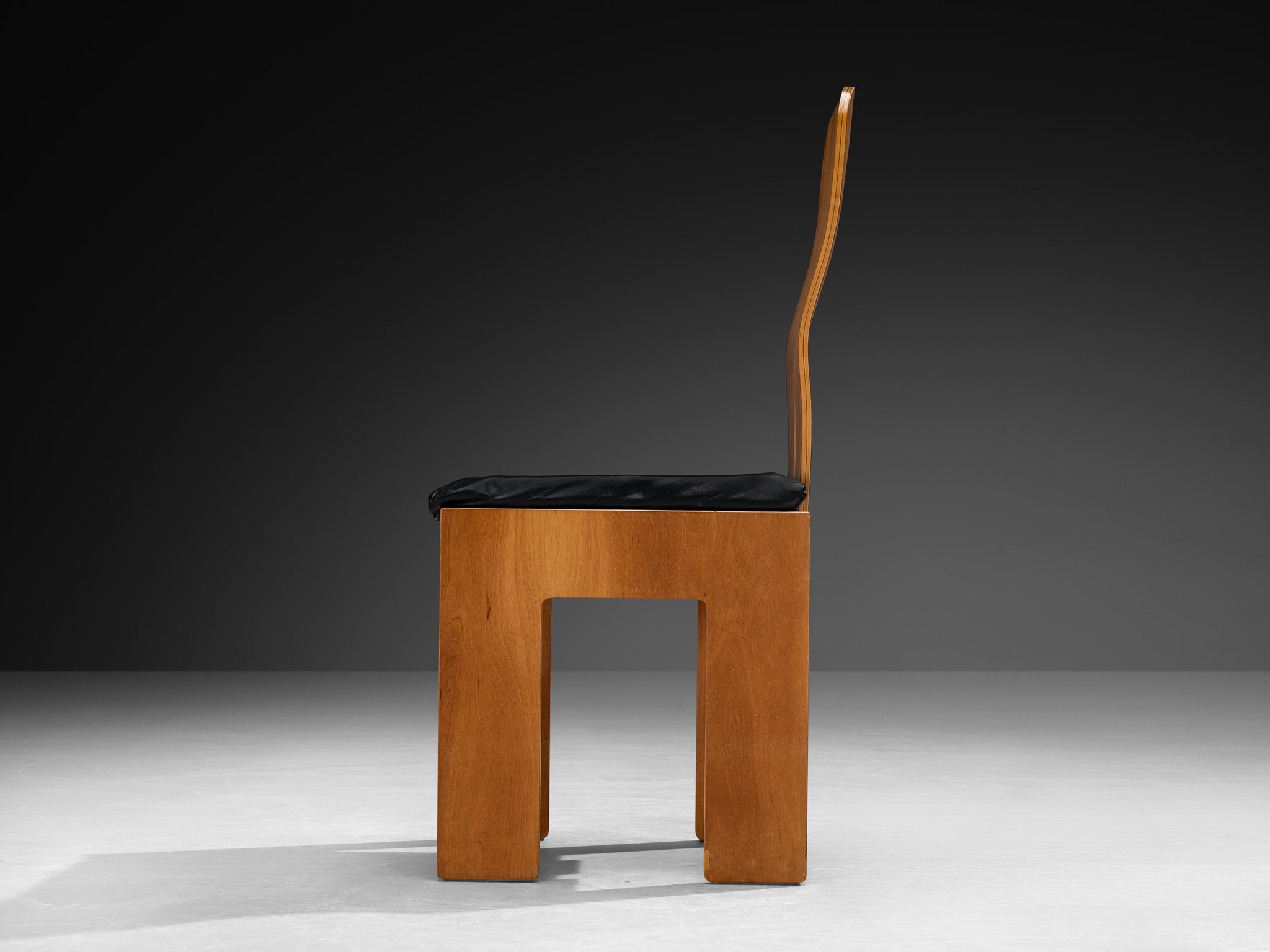 Carlo Scarpa for Bernini Dining Chair in Walnut and Leather Seating Morentz