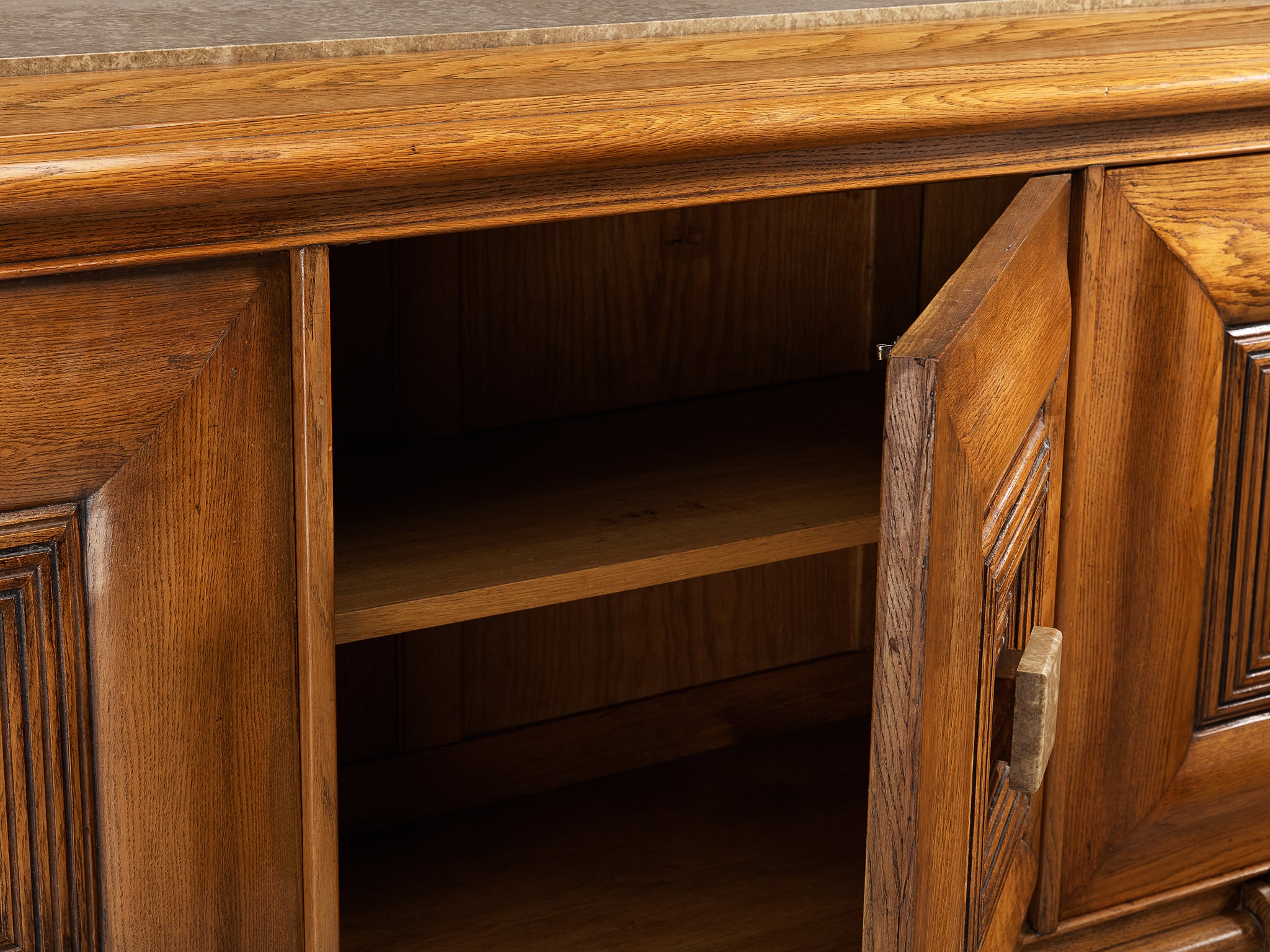 French Art Deco Sideboard in Oak and Stone Case pieces and storage cabinets Morentz