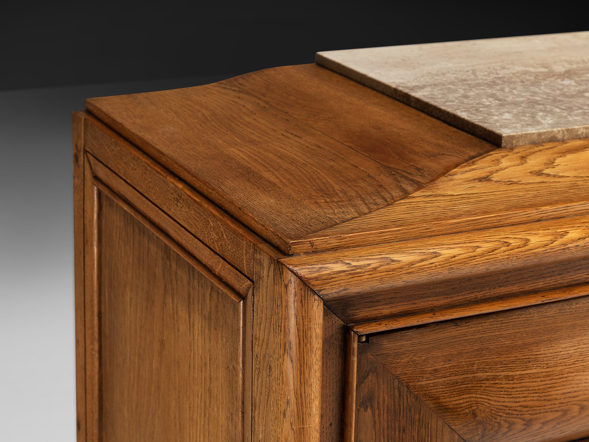 French Art Deco Sideboard in Oak and Stone Case pieces and storage cabinets Morentz