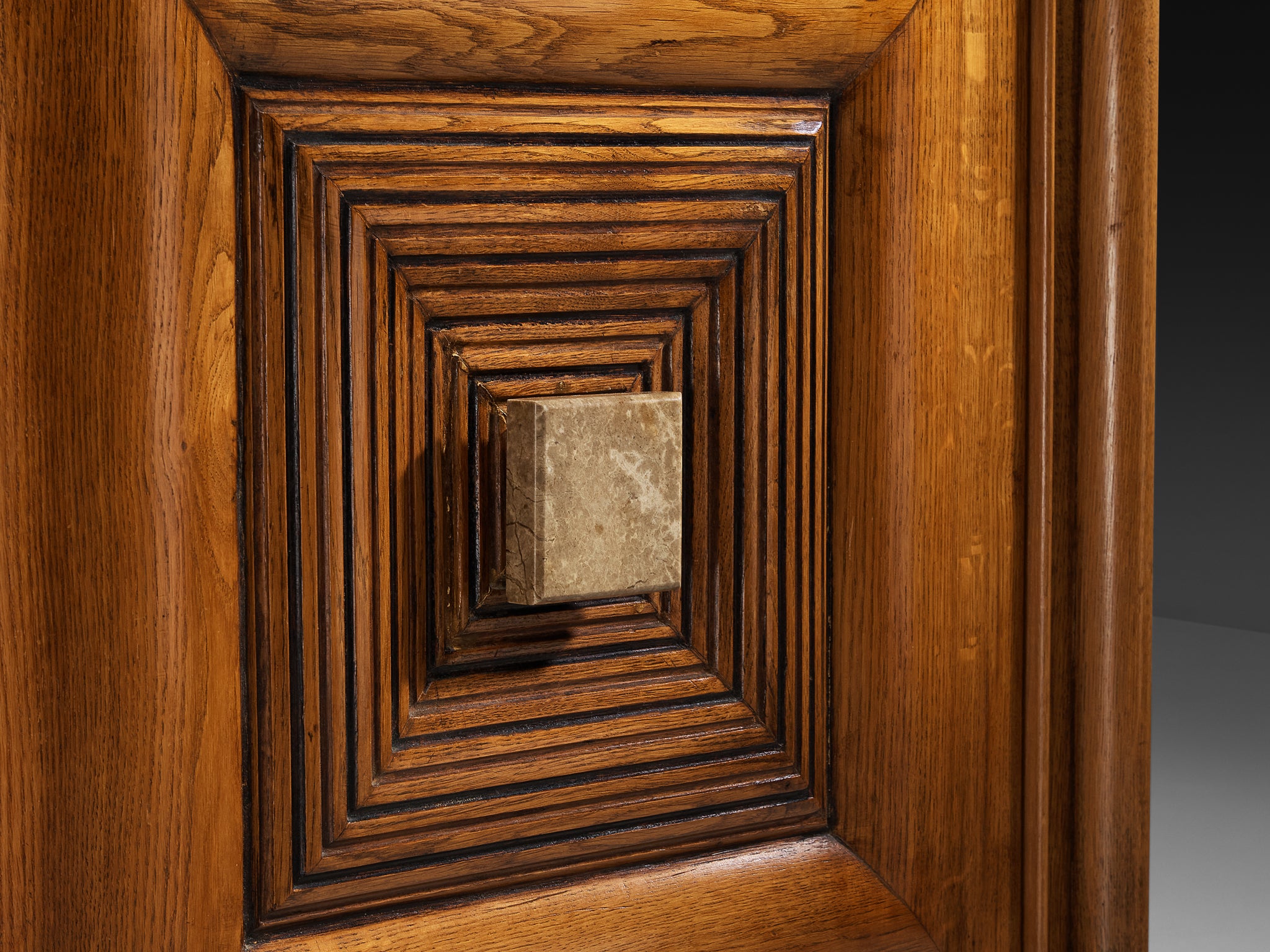 French Art Deco Sideboard in Oak and Stone Case pieces and storage cabinets Morentz