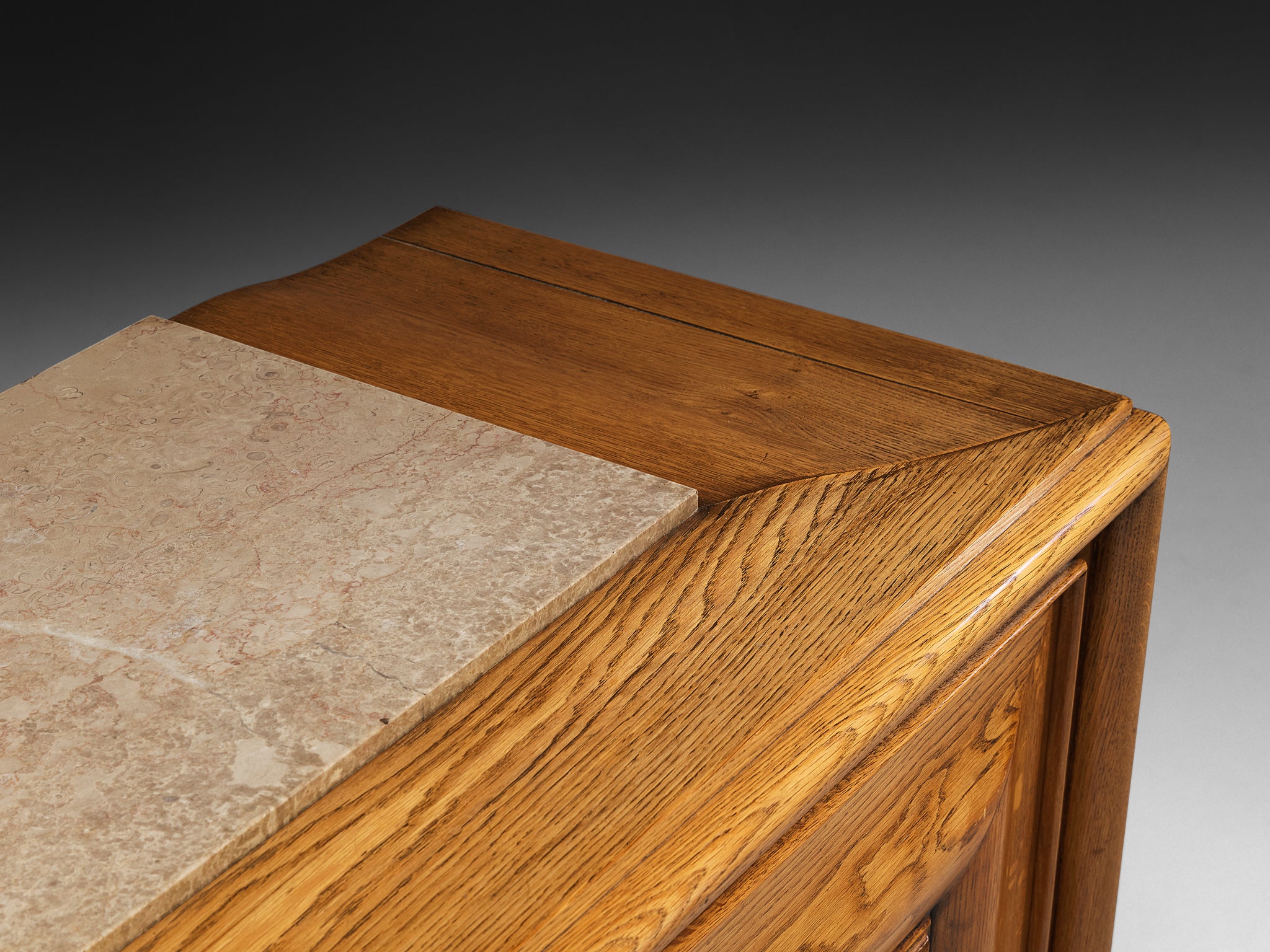 French Art Deco Sideboard in Oak and Stone Case pieces and storage cabinets Morentz