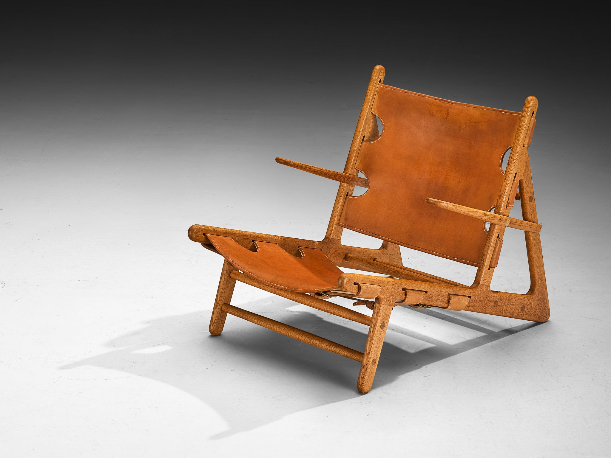 Original and Rare Børge Mogensen for Erhard Rasmussen Hunting Chair in Leather