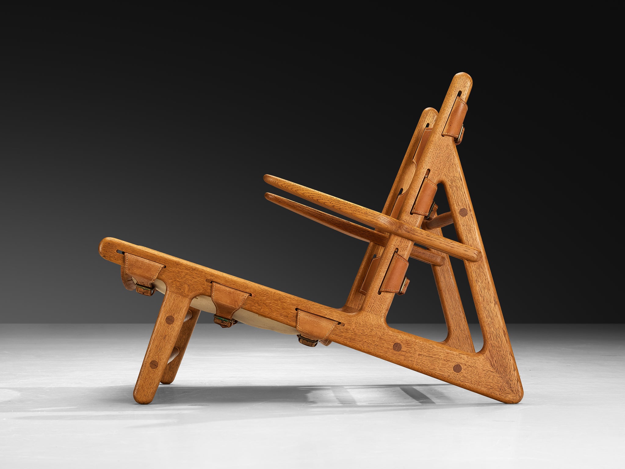 Original and Rare Børge Mogensen for Erhard Rasmussen Hunting Chair in Leather Seating Morentz