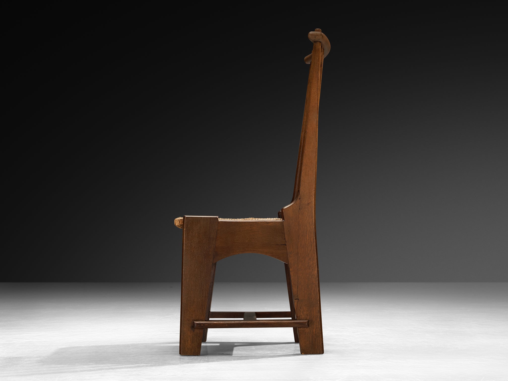 Bas Van Pelt for My Home Set of Four Dining Chairs in Solid Oak and Rush Seating Morentz