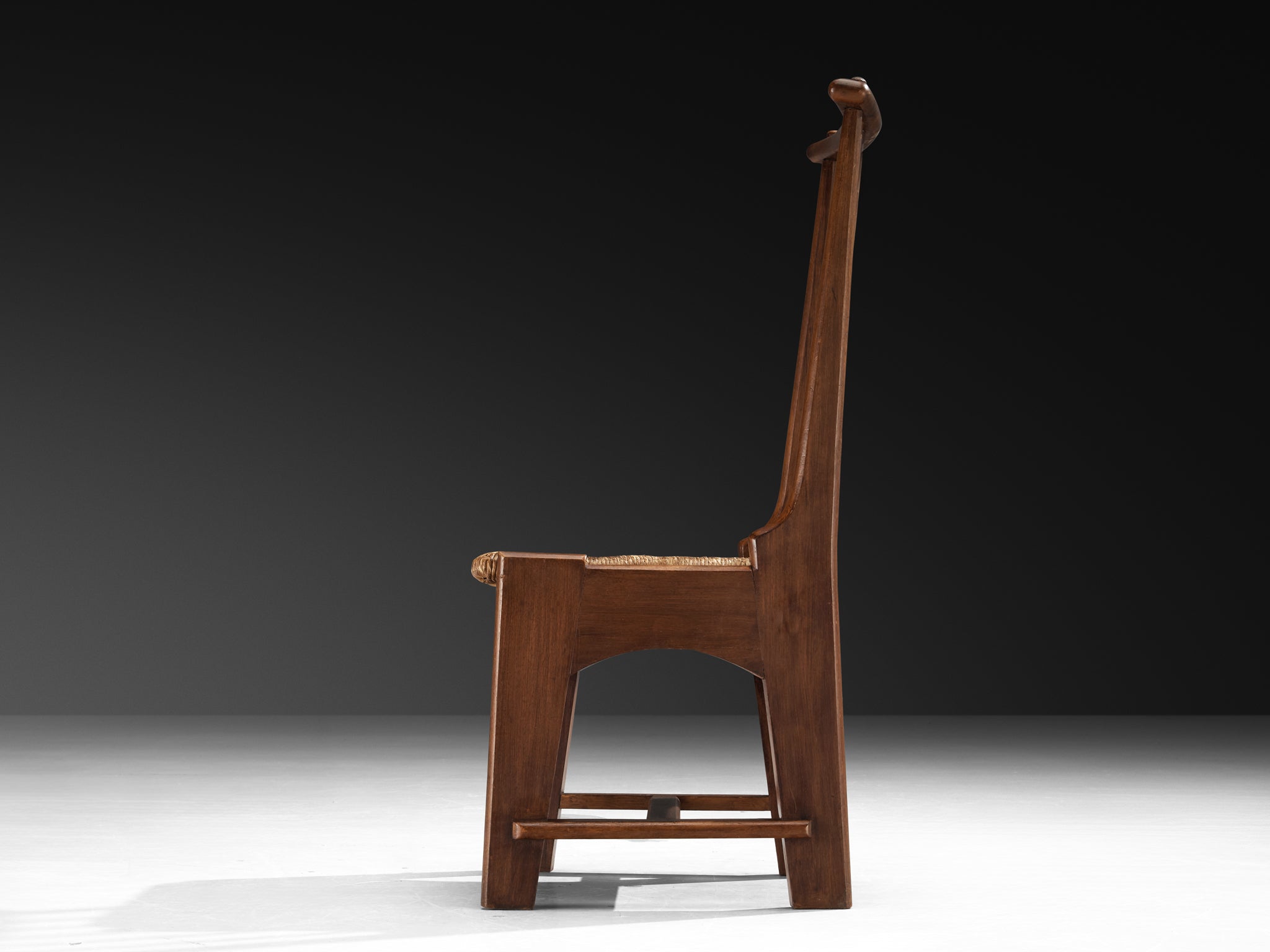 Bas Van Pelt for My Home Pair of Dining Chairs in Mahogany and Rush Seating Morentz