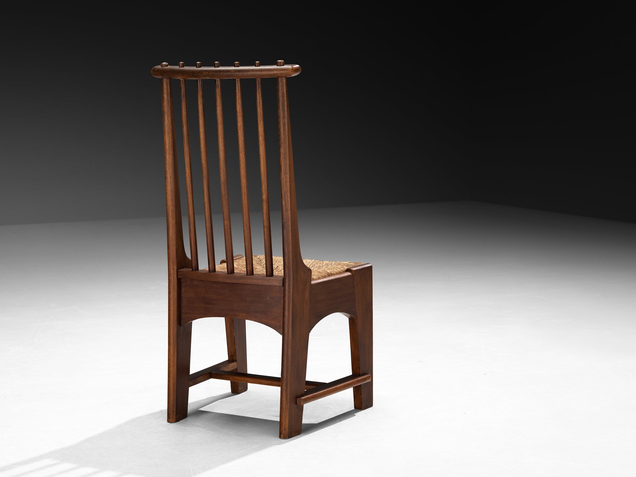 Bas Van Pelt for My Home Pair of Dining Chairs in Mahogany and Rush Seating Morentz