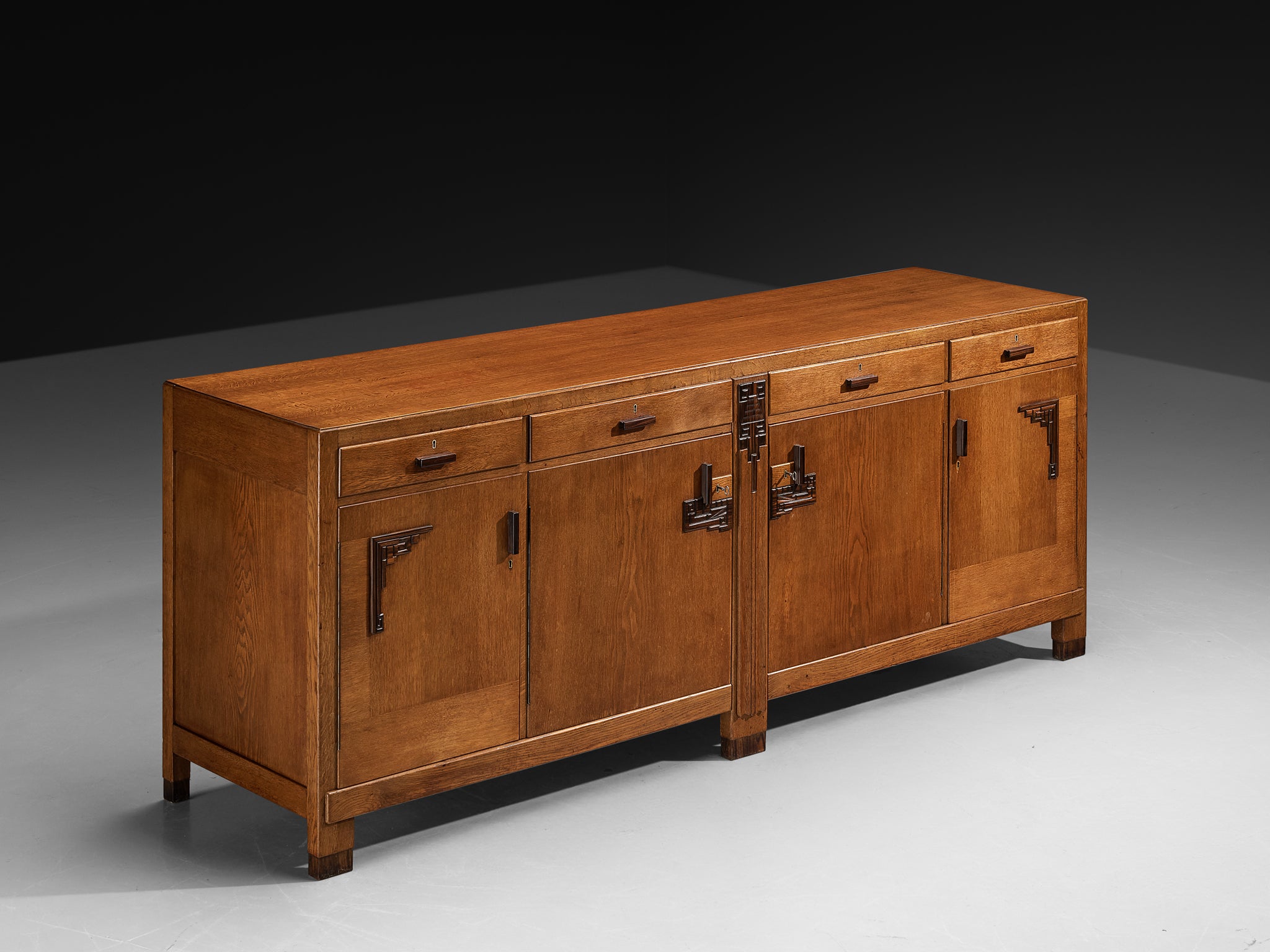 Amsterdamse School Sideboard in Oak and Coromandel Case pieces and storage cabinets Morentz