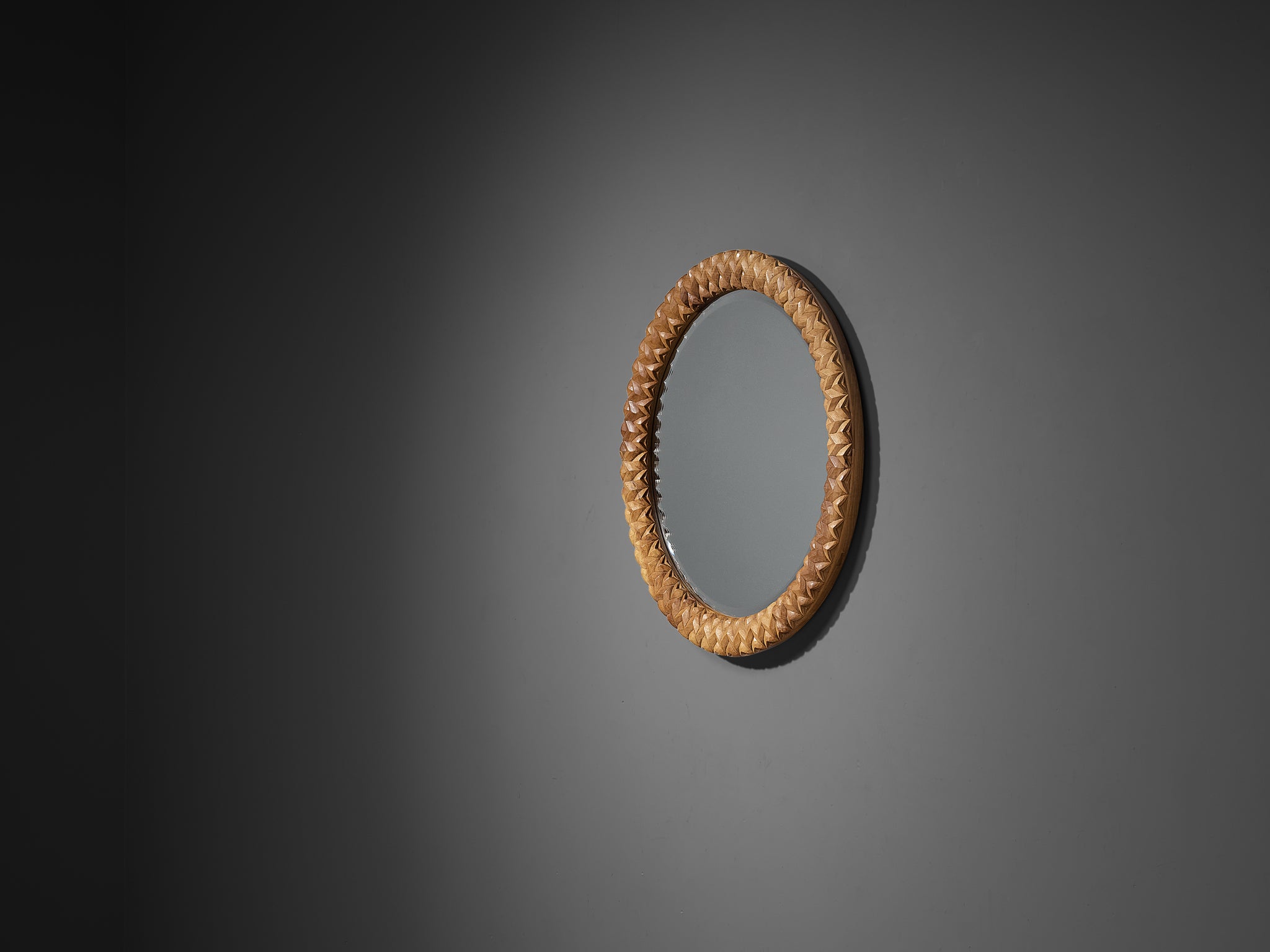 Giuseppe Rivadossi for Officina Rivadossi Round Mirror in Walnut Mirrors Morentz